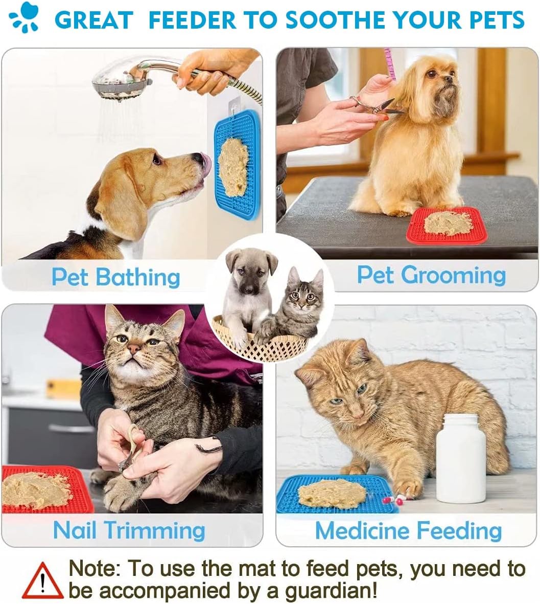 Tapete para lamer perros y gatos, paquete de 2, apto para lavavajillas, alimentador lento para cachorros, suministros para mascotas, juguetes para
