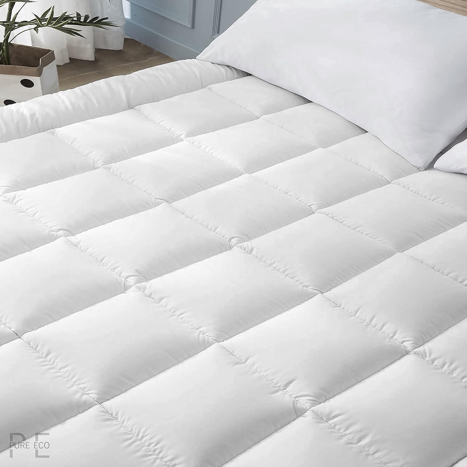 Cubrecolchón tamaño King, bolsillos profundos (8 a 22 pulgadas de profundidad), funda de algodón de 500 hilos, almohadillas de colchón de relleno de