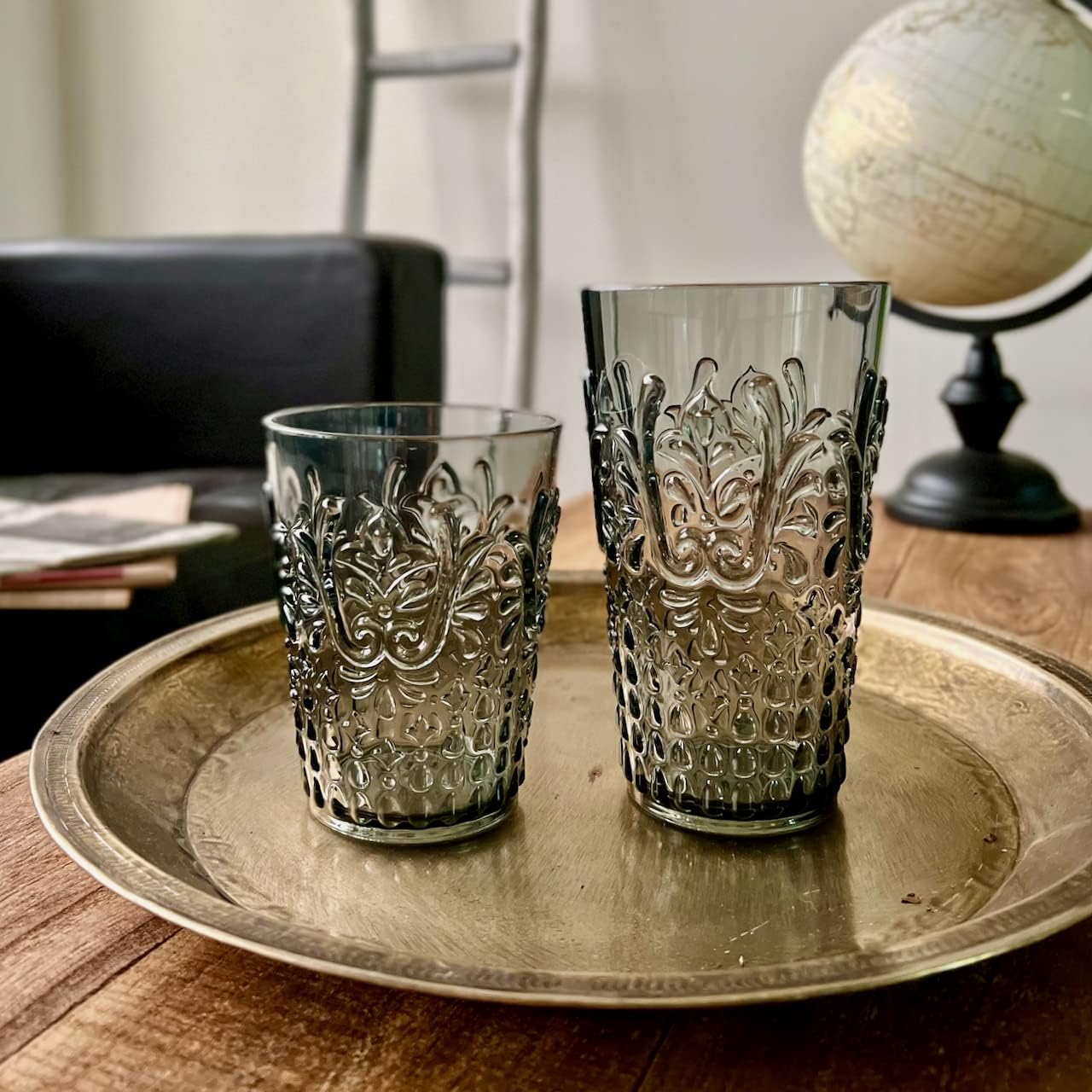 BLOIS- Juego de 8 vasos acrílicos de 15.2 y 20.5 onzas, vasos de plástico apilables, sin BPA, aptos para lavavajillas, tazas de aspecto vintage,