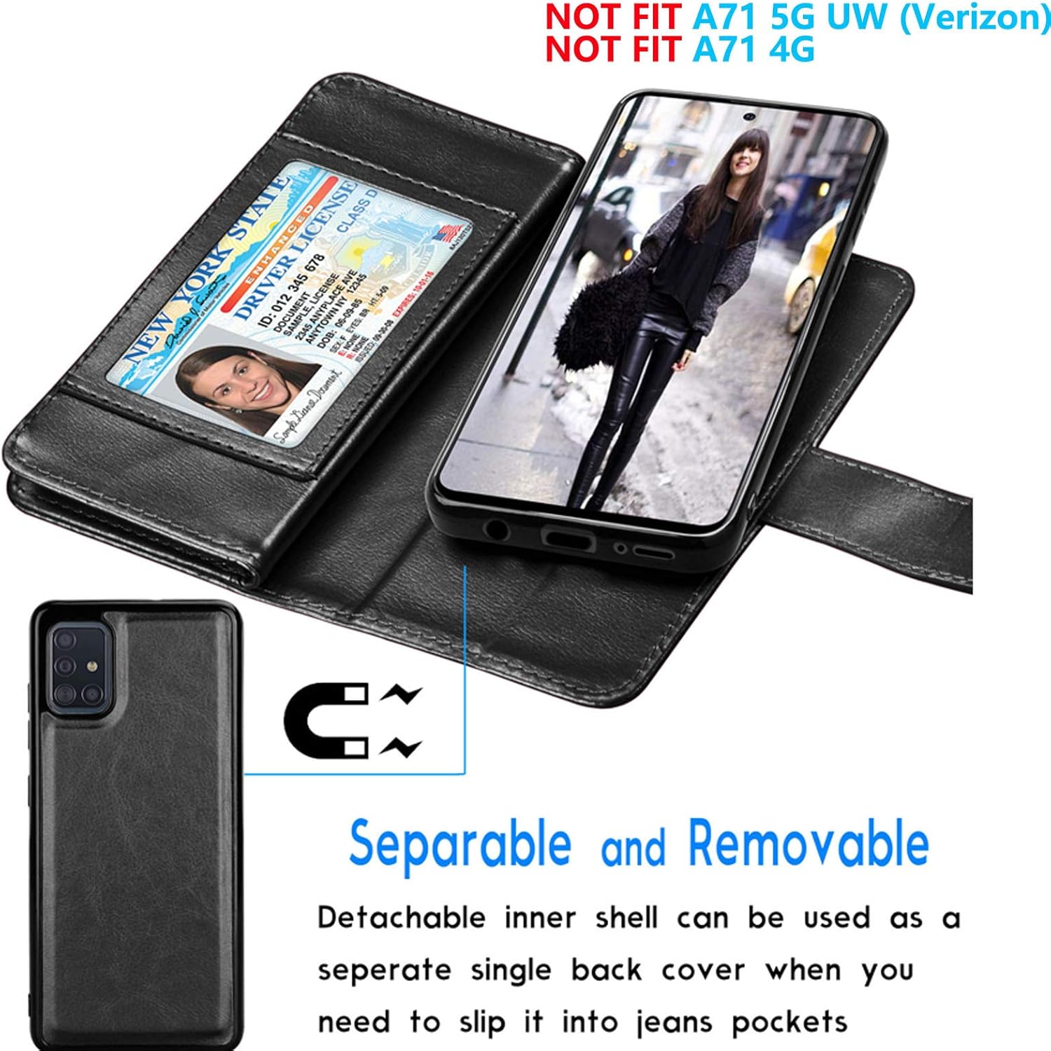 Tekcoo Funda para Galaxy A71 5G, versión 5G Funda tipo cartera para Galaxy A71, piel sintética de lujo, ranuras para tarjetas de crédito en