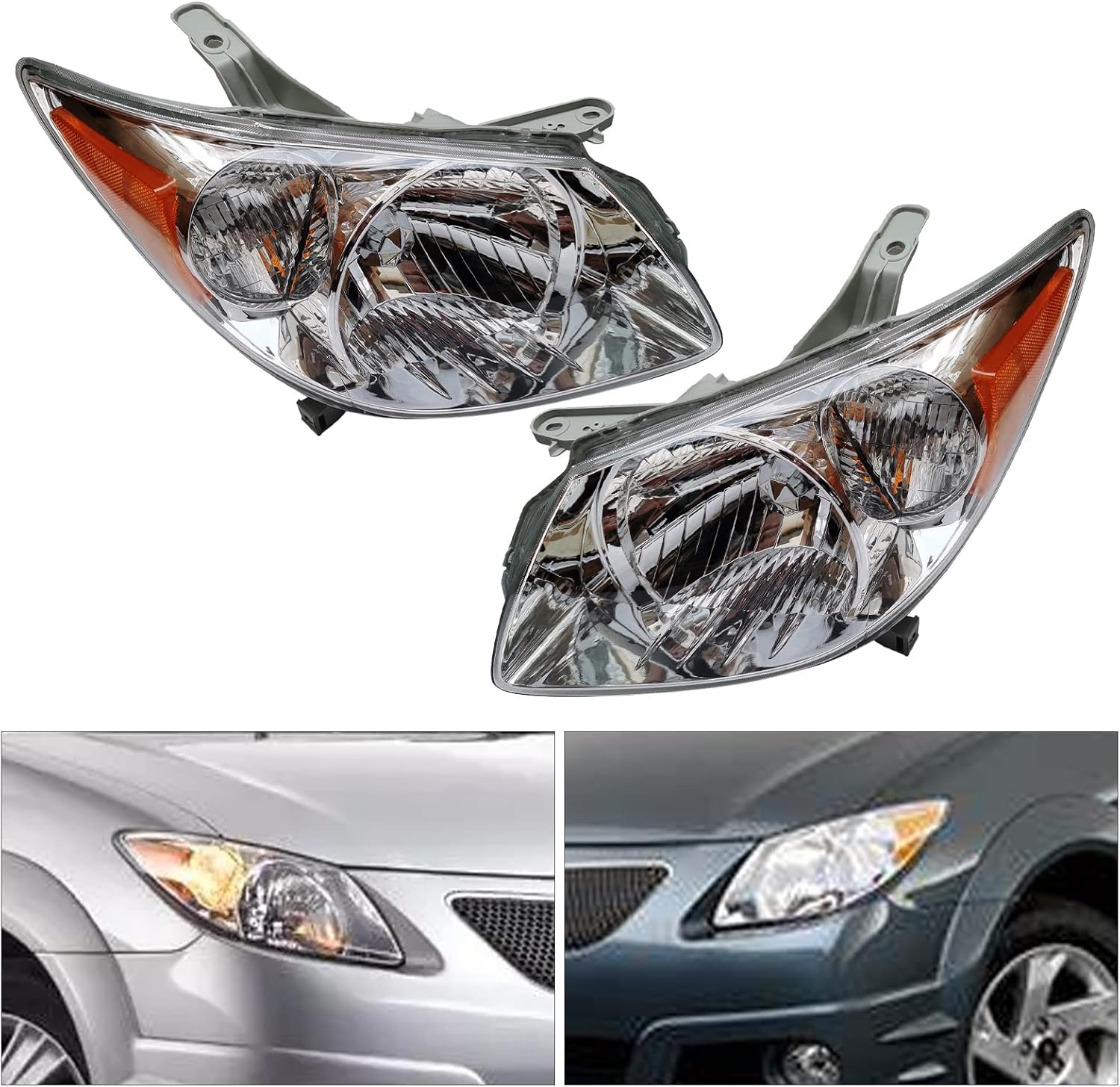 CNCEST Faro delantero para Pontiac Vibe Wagon 2005-2008, pasajero derecho y lado izquierdo del conductor, par de faros delanteros, 88973539,