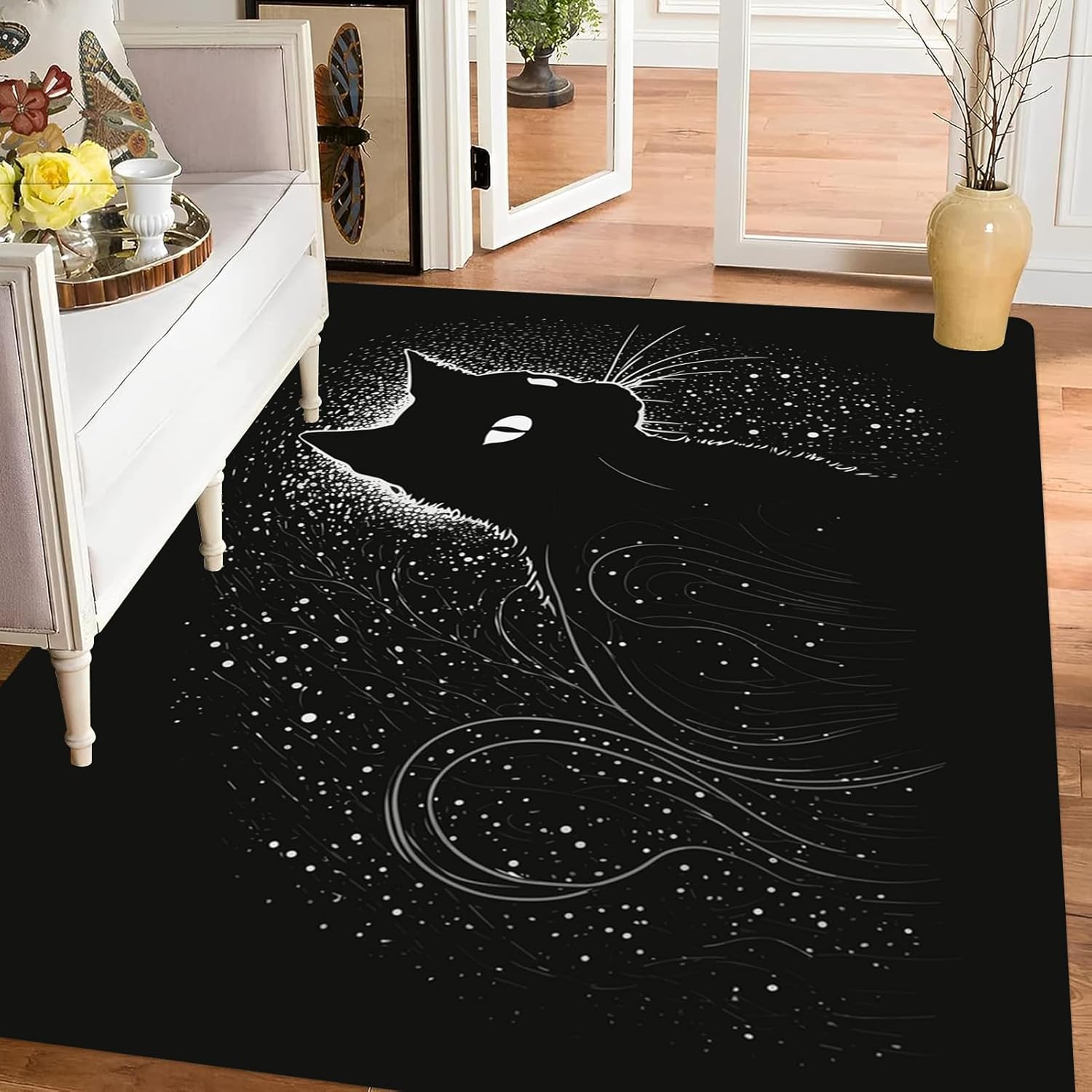 Alfombra moderna abstracta de 2 x 4 pies, lavable para entrada, pasillo, sala de estar, cocina, baño, oficina, antideslizante, suave, para piso,