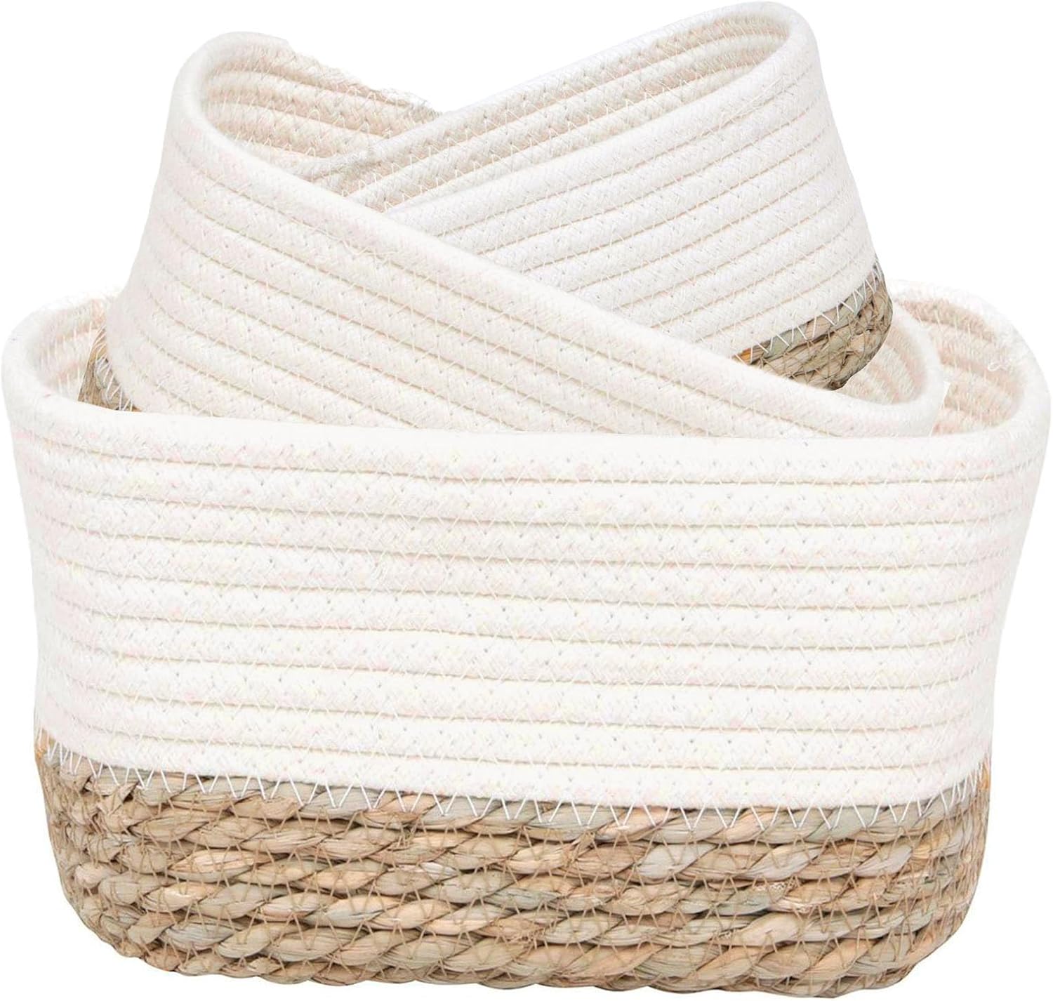 Cestas de almacenamiento clásicas de algodón apilables para estantes, juego de 3, ideales como canasta de pañales, canasta de juguetes para perros,