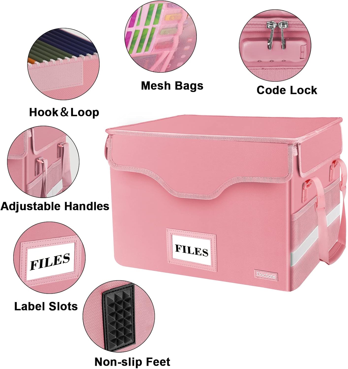 DocSafe – Caja de documentos ignífuga con cerradura, caja organizadora de almacenamiento de archivos con inserciones de pestañas, caja de archivos