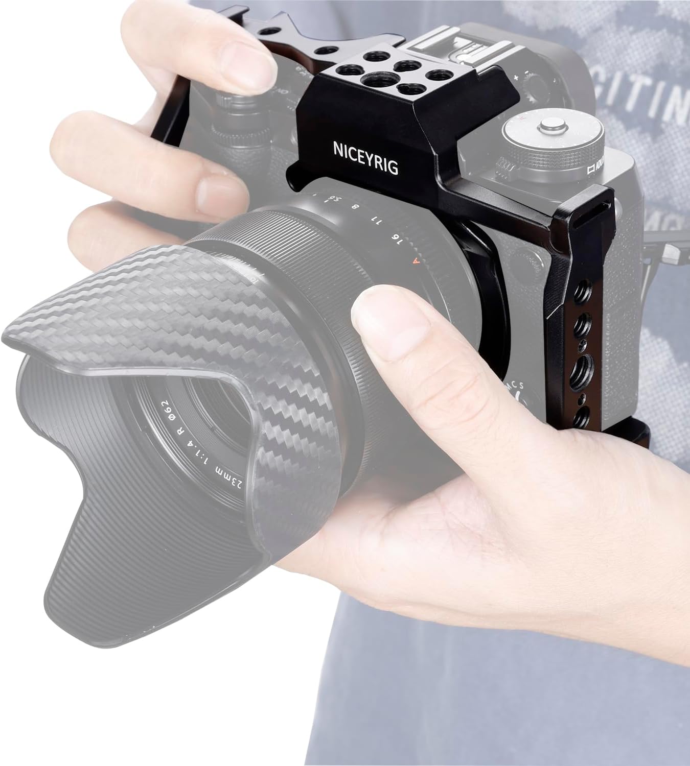 NICEYRIG Jaula completa para cámara sin espejo FUJIFILM XT-5 con empuñadura, placa de liberación rápida para Arca-Swiss, múltiples puntos de montaje
