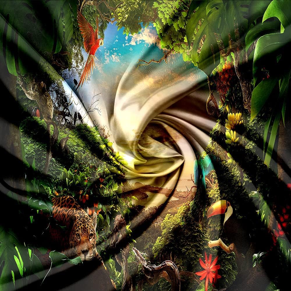 Fondo de safari en la selva animación bosque para niños, fondo verde para fotografía, selva tropical, decoración de animales, celebración, fiesta,