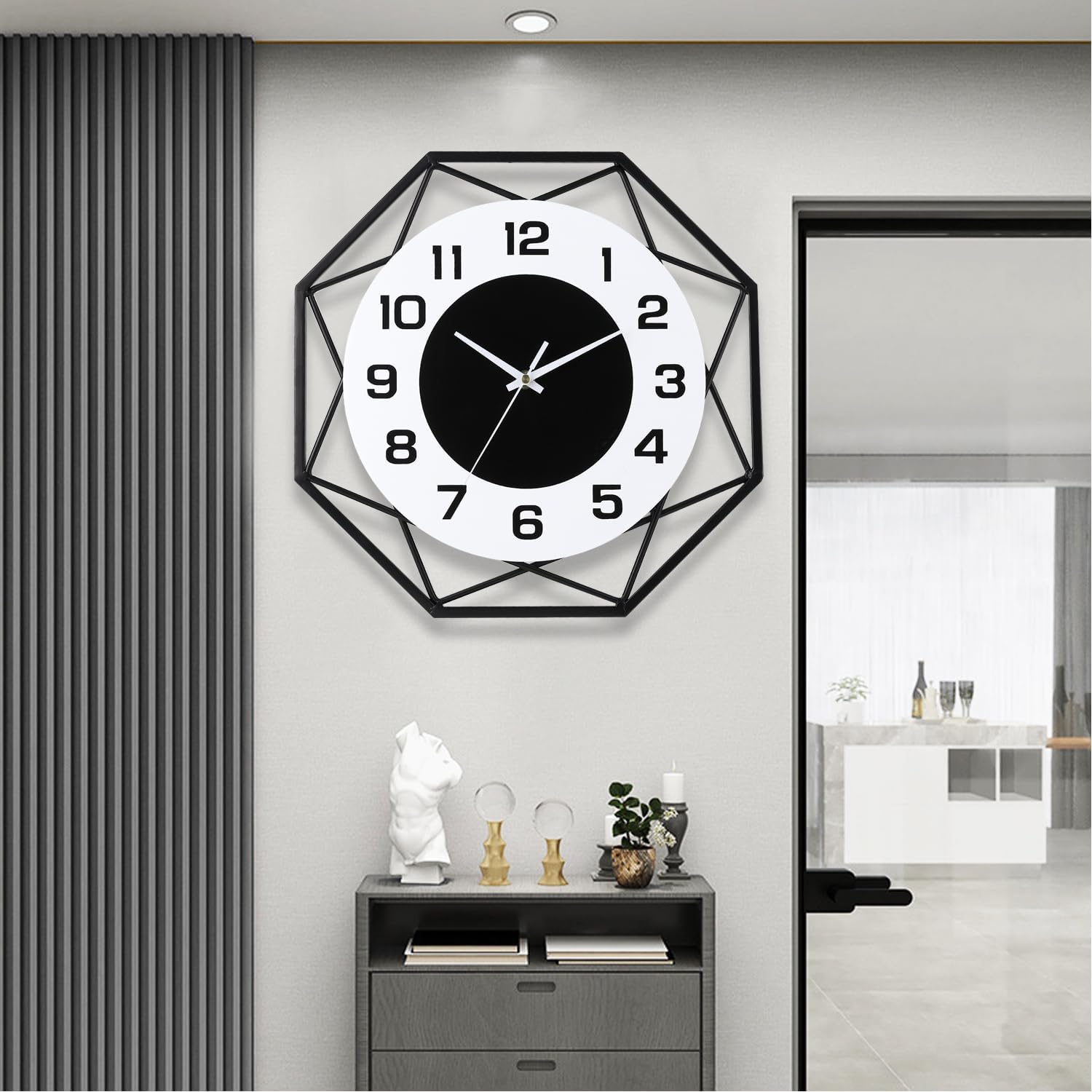Reloj de pared decorativo de 14.2 pulgadas, reloj de pared silencioso de cuarzo de calidad sin tictac, funciona con pilas, reloj de pared grande