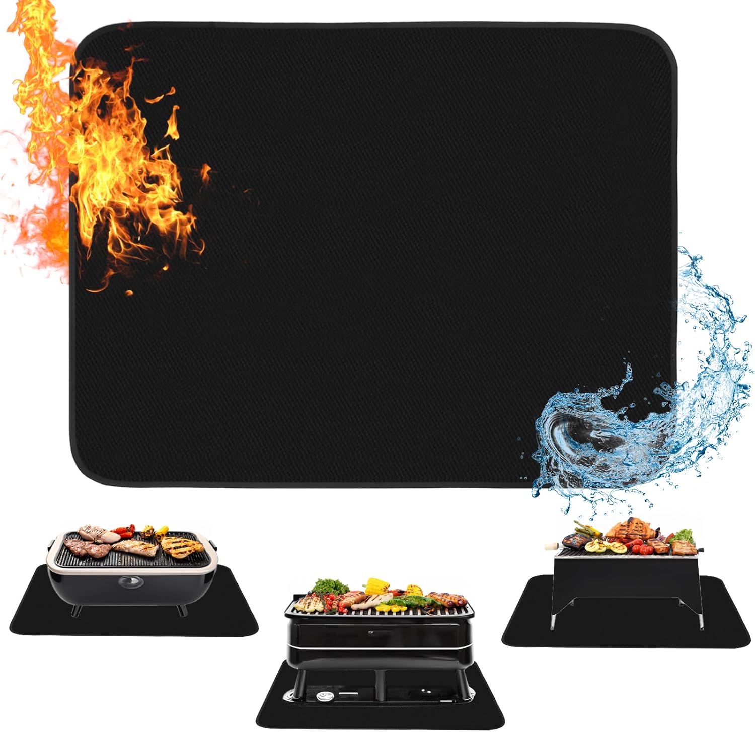 Tapetes ignífugos para parrilla, 24 x 31 pulgadas, resistentes al calor, para parrilla de mesa al aire libre, protege tu mesa de parrilla al aire