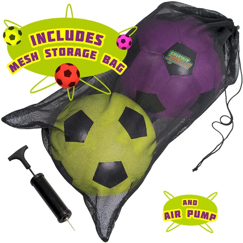 K-Roo Sports Atomic Athletics – Pelotas de goma neón para patio de recreo, paquete de 6 unidades, incluye bomba y bolsa de almacenamiento