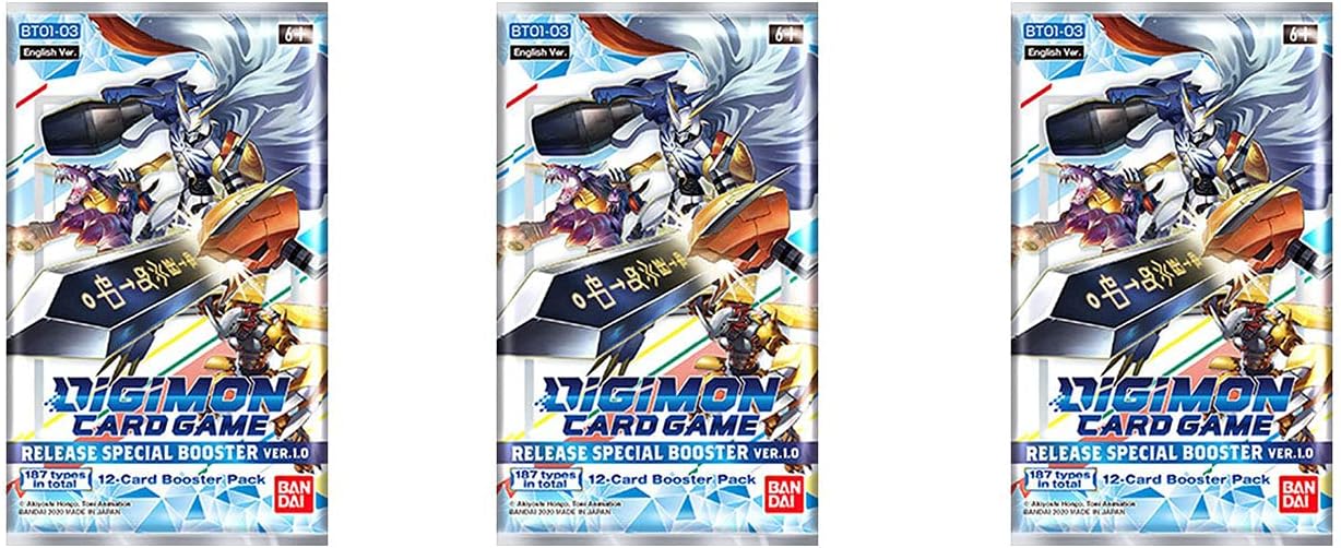 3 paquetes Digimon TCG 12 tarjetas Booster Pack Digimon versión 1.0