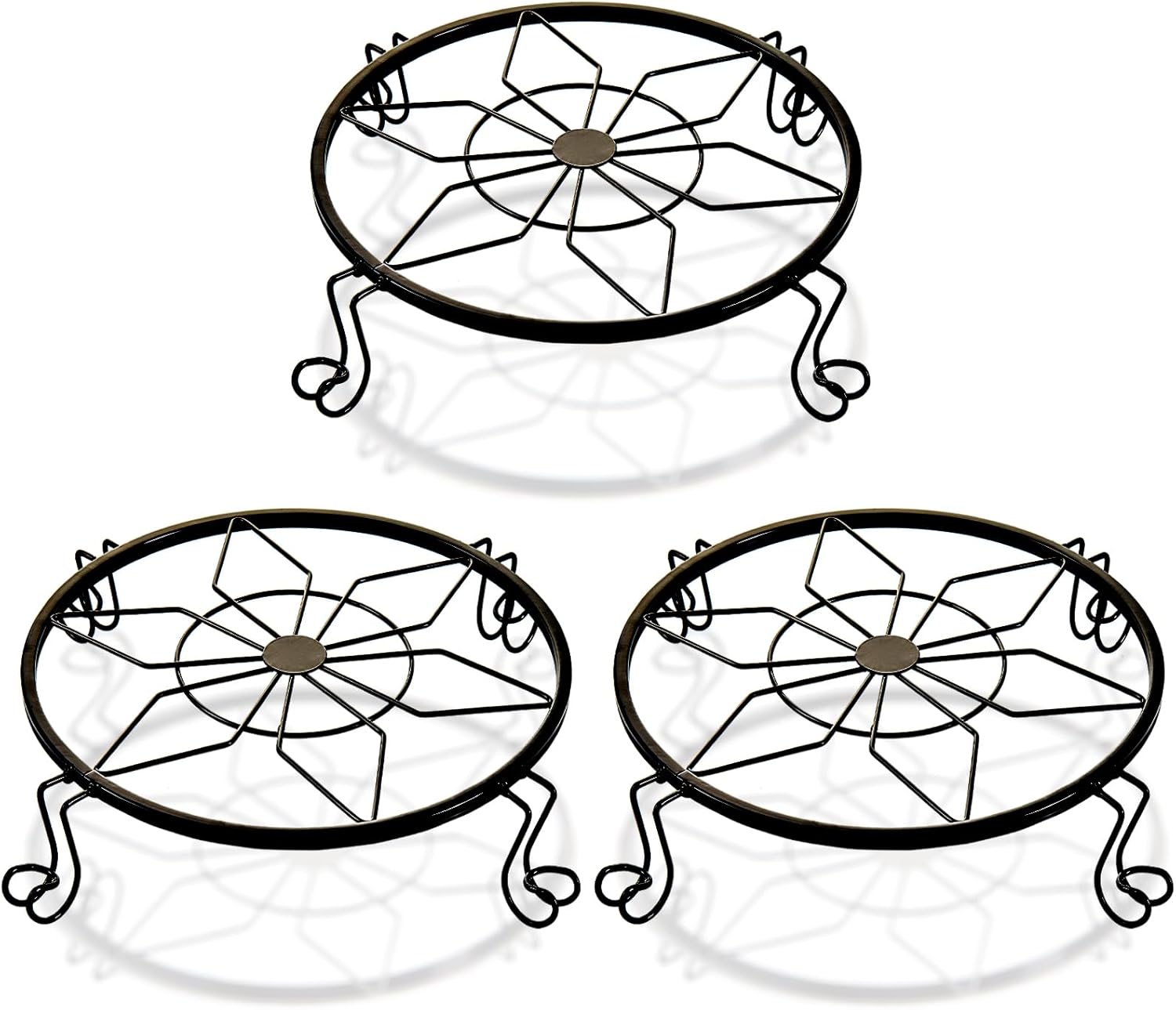 Soporte de metal para plantas de 12 pulgadas para interiores y exteriores, soporte para macetas para patio, estante redondo de hierro forjado,