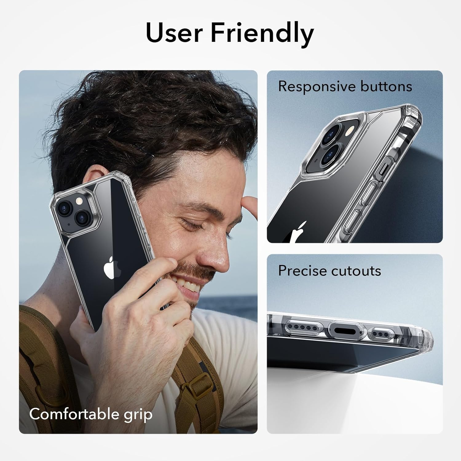 ESR Funda compatible con iPhone 15, protección de grado militar, esquinas de protección de aire a prueba de golpes, parte trasera de acrílico