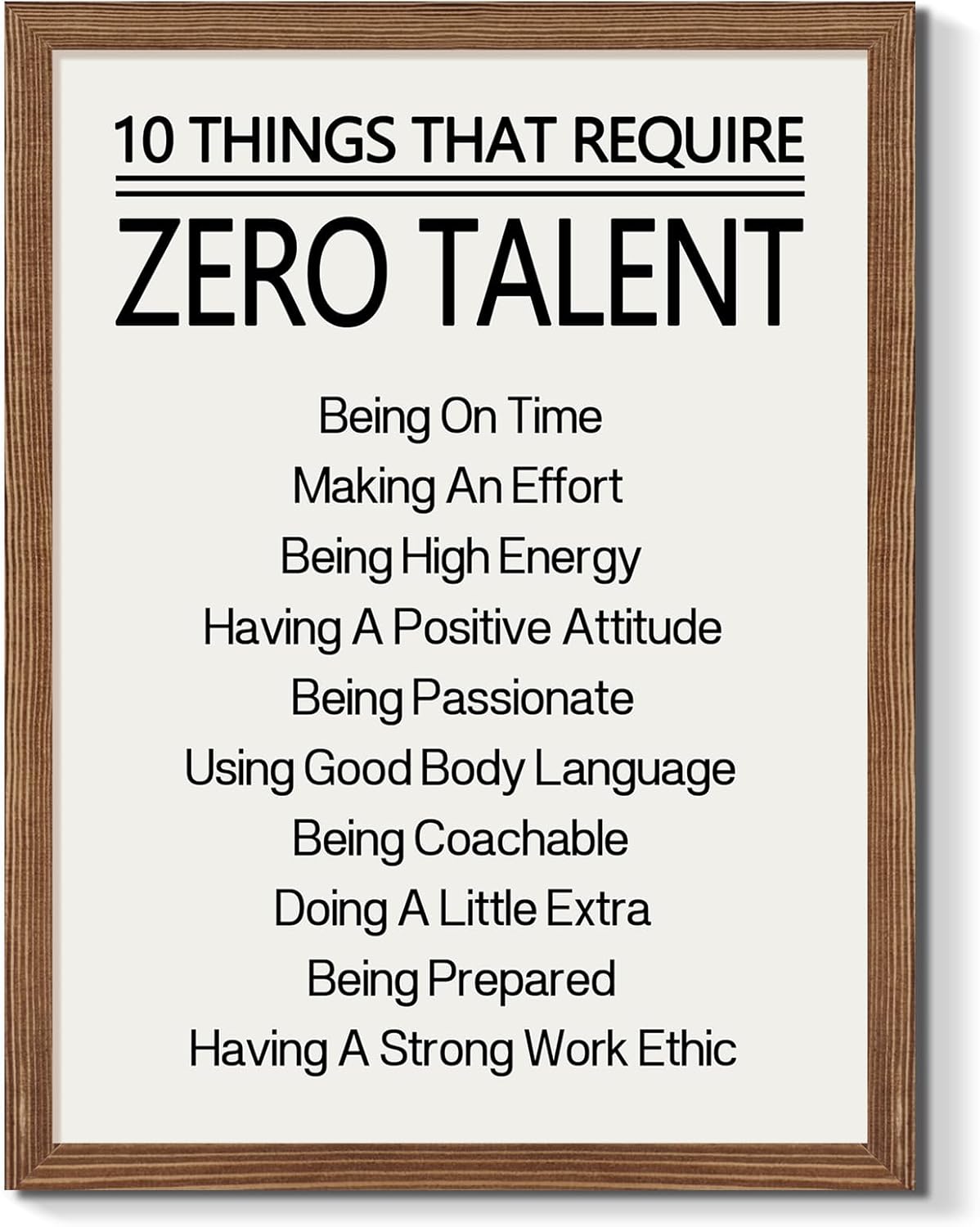 Arte inspirador de pared de oficina, 10 cosas que requieren cero talento, impresiones en lienzo, imágenes con citas de empresario, carteles