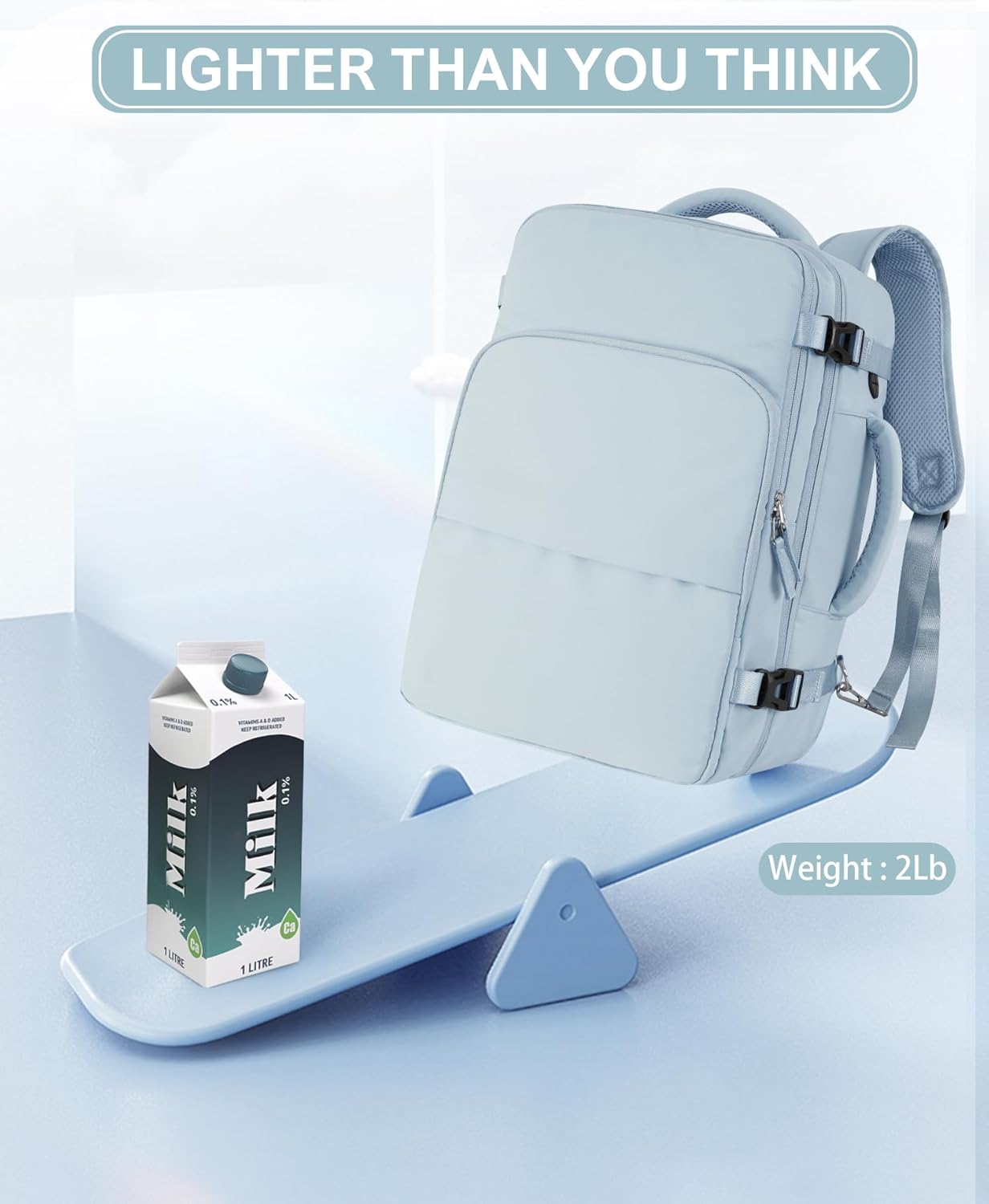 Mochila de viaje para hombres y mujeres, mochila de transporte aprobada por aerolíneas, mochila para portátil de 16 pulgadas, Azulclaro