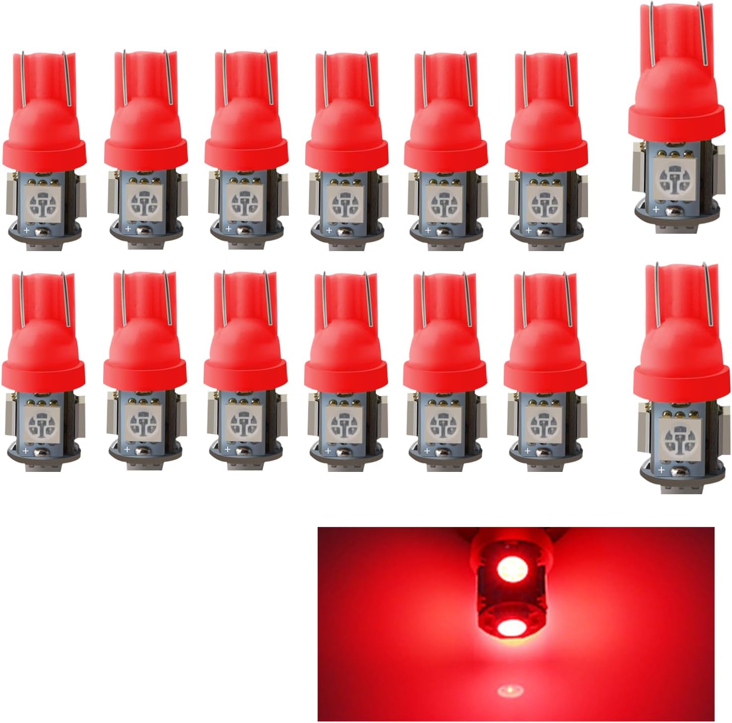 Sodcay 20 luces LED brillantes T10-5050-5SMD para automóvil, luz indicadora de ancho de 0.394 in x 1.102 in, 12 V, iluminación sin ángulo muerto de