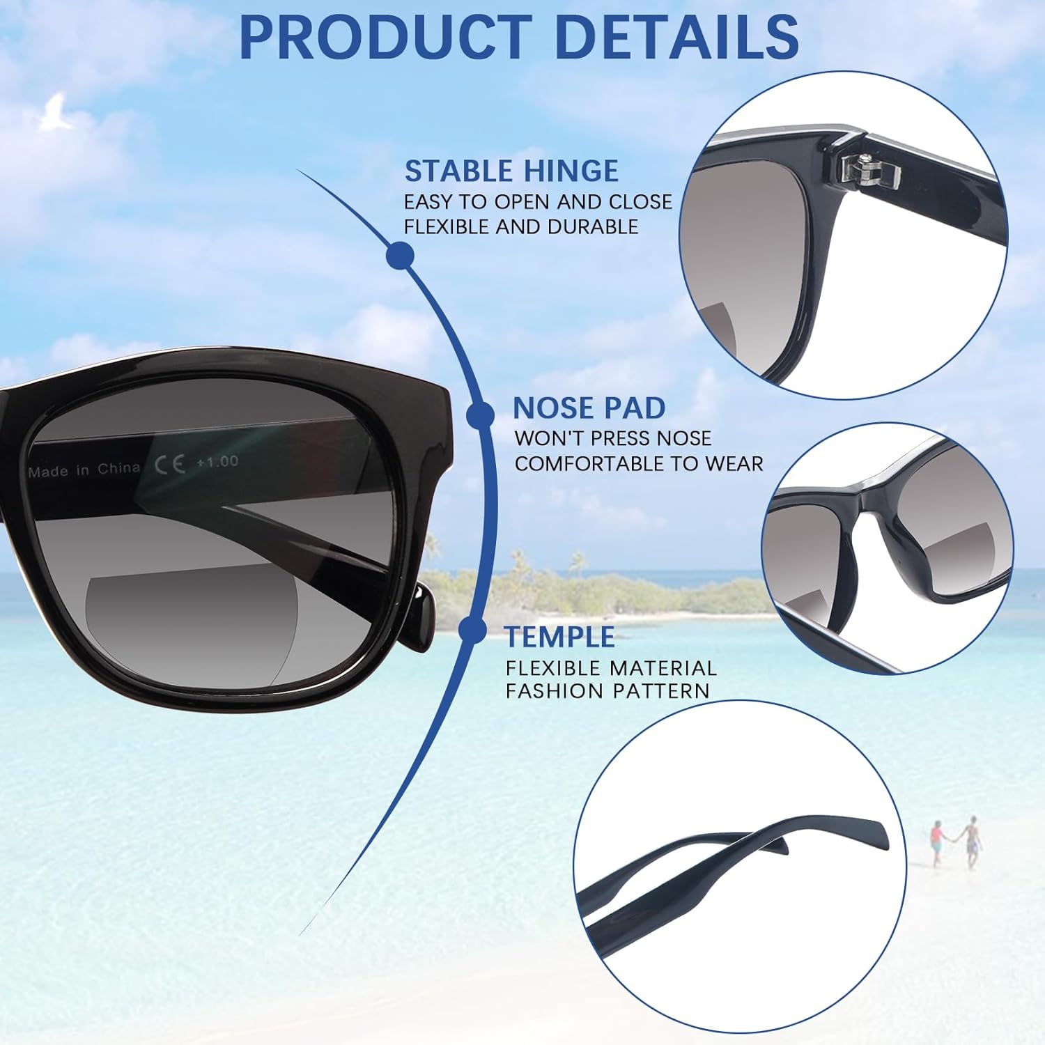 STASTEND 4 Pack Bifocal Reading Sunglasses for Women Men,UV400 Sun Readers Glasses