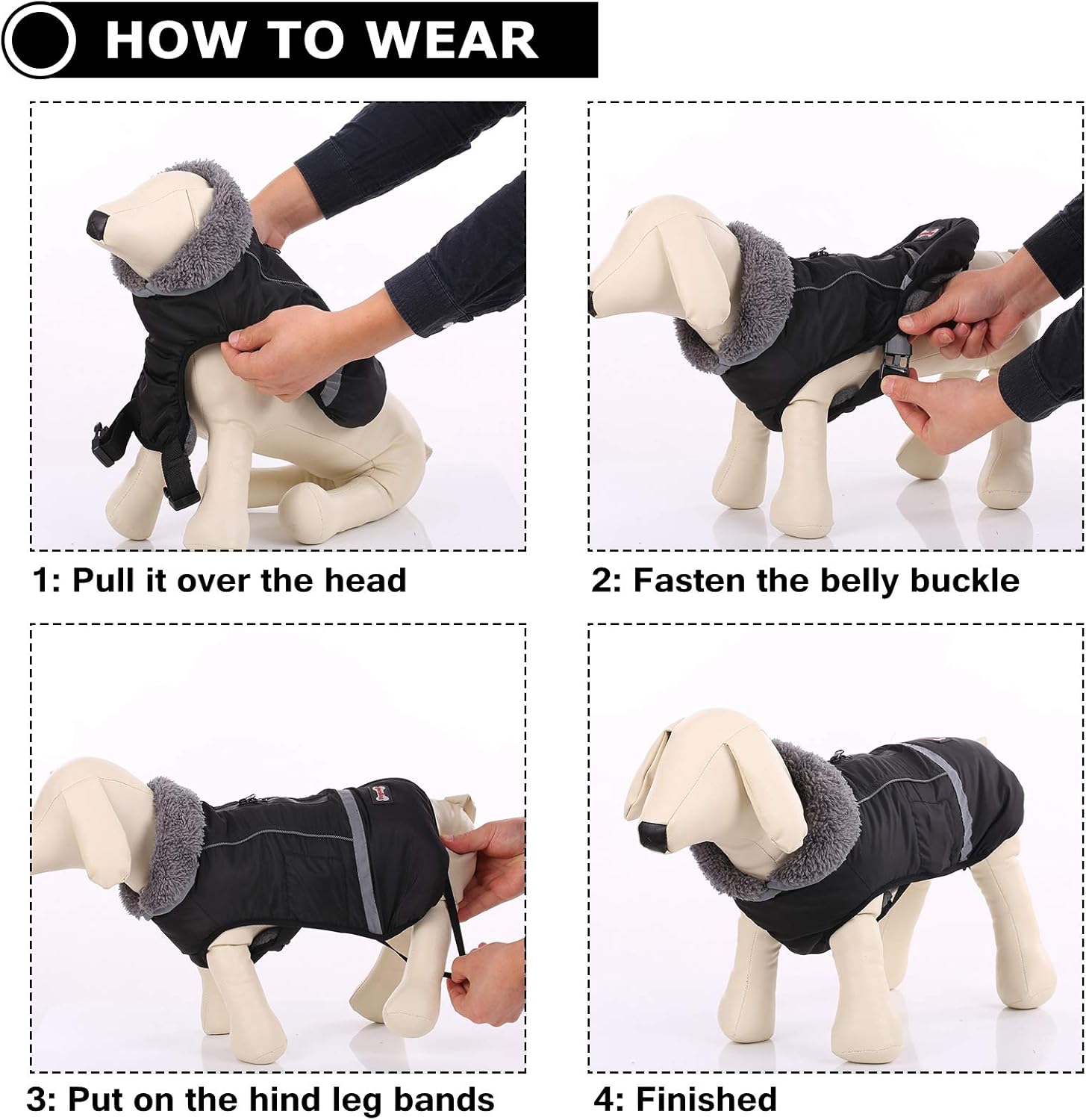 Abrigo de perro cálido reflectante chaqueta de invierno, impermeable a prueba de viento para perros fríos, forro polar grueso para mascotas, chaleco