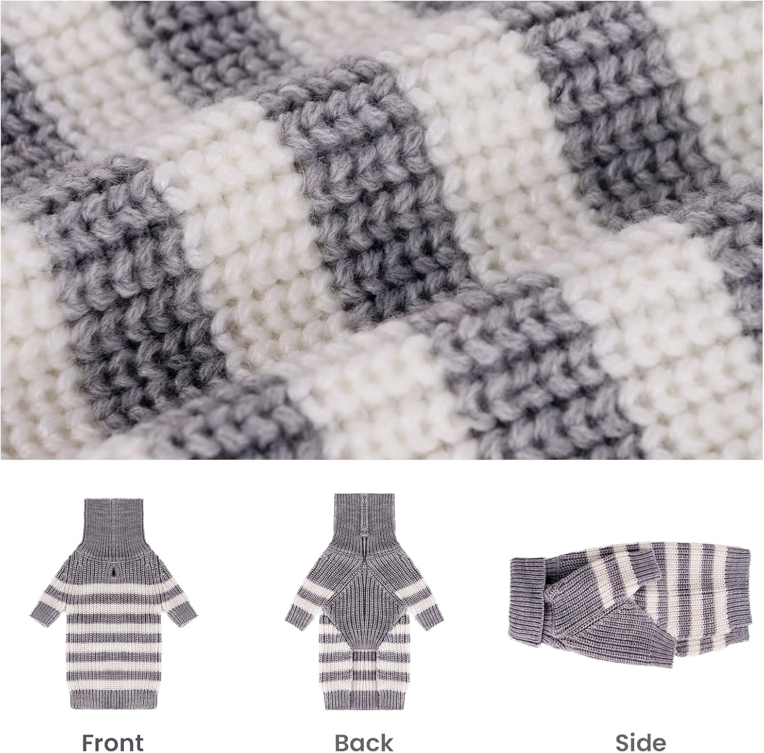 Frienperro Suéter pequeño para perro, suéter de otoño para cachorros, sudadera a rayas para perros pequeños, niñas y niños, ropa de cuello alto,