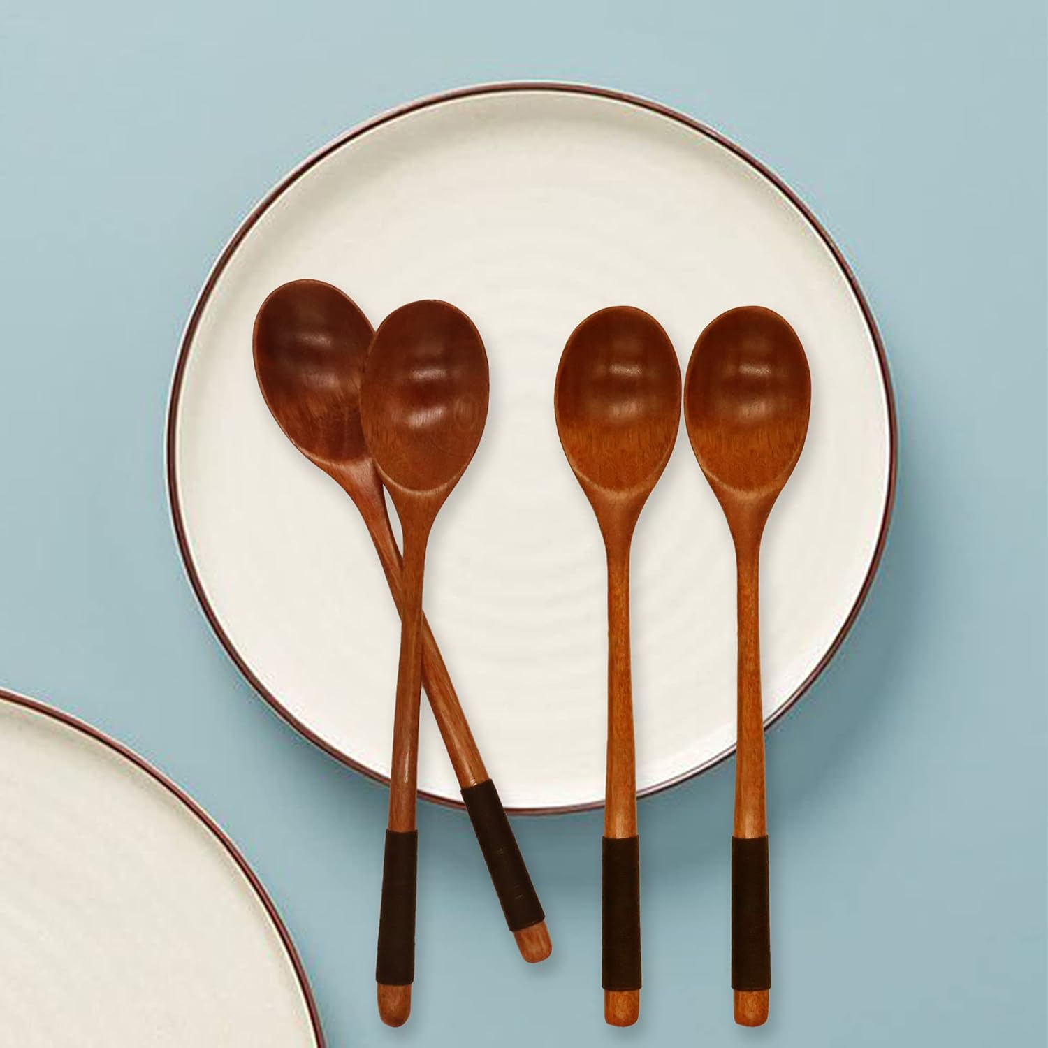 Cucharas de madera para comer, cucharas de sopa de madera Muulaii, cuchara de mango largo con utensilios de cocina de estilo japonés para cocinar