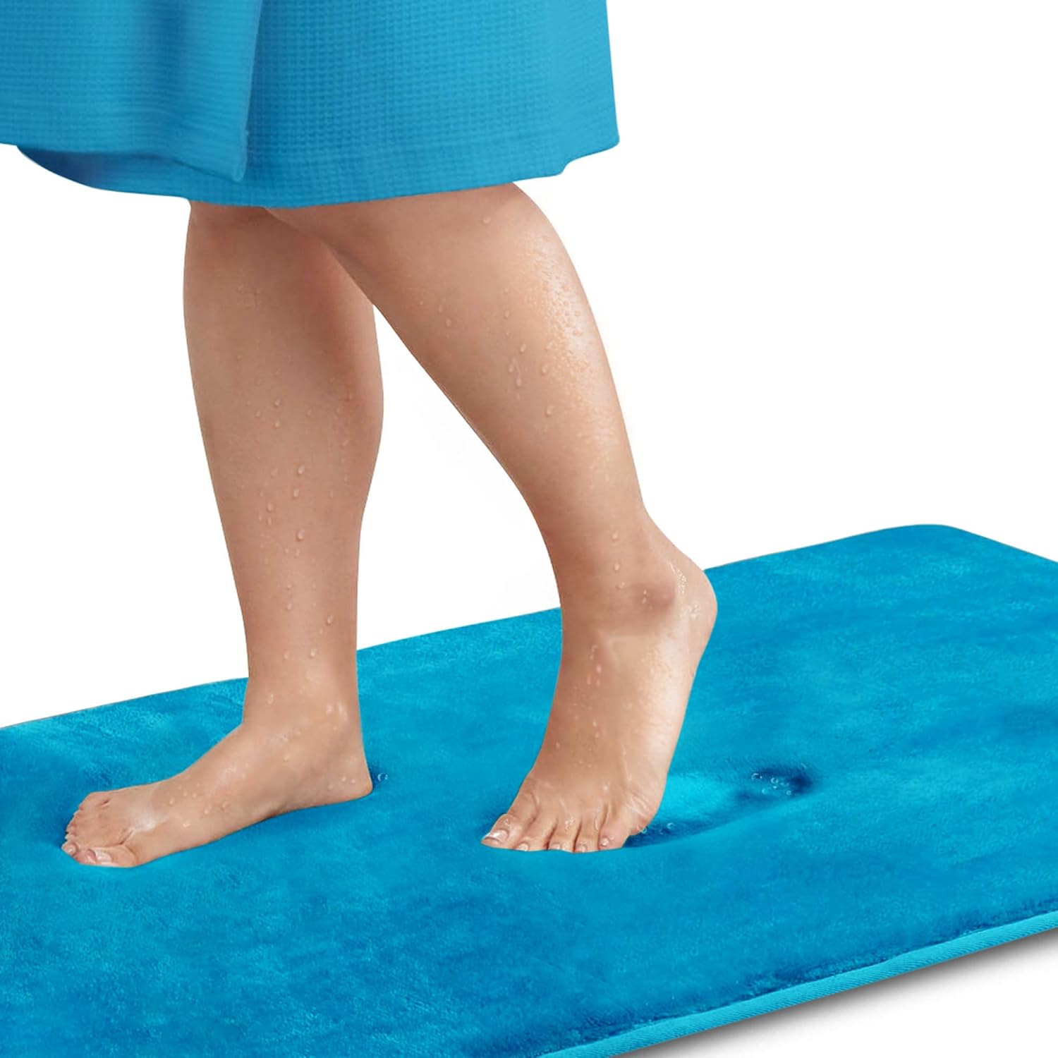 Genteele – Tapetes de baño antideslizantes, color mar Caribe, 20 x 32 pulgadas y de secado rápido, alfombras de espuma viscoelástica