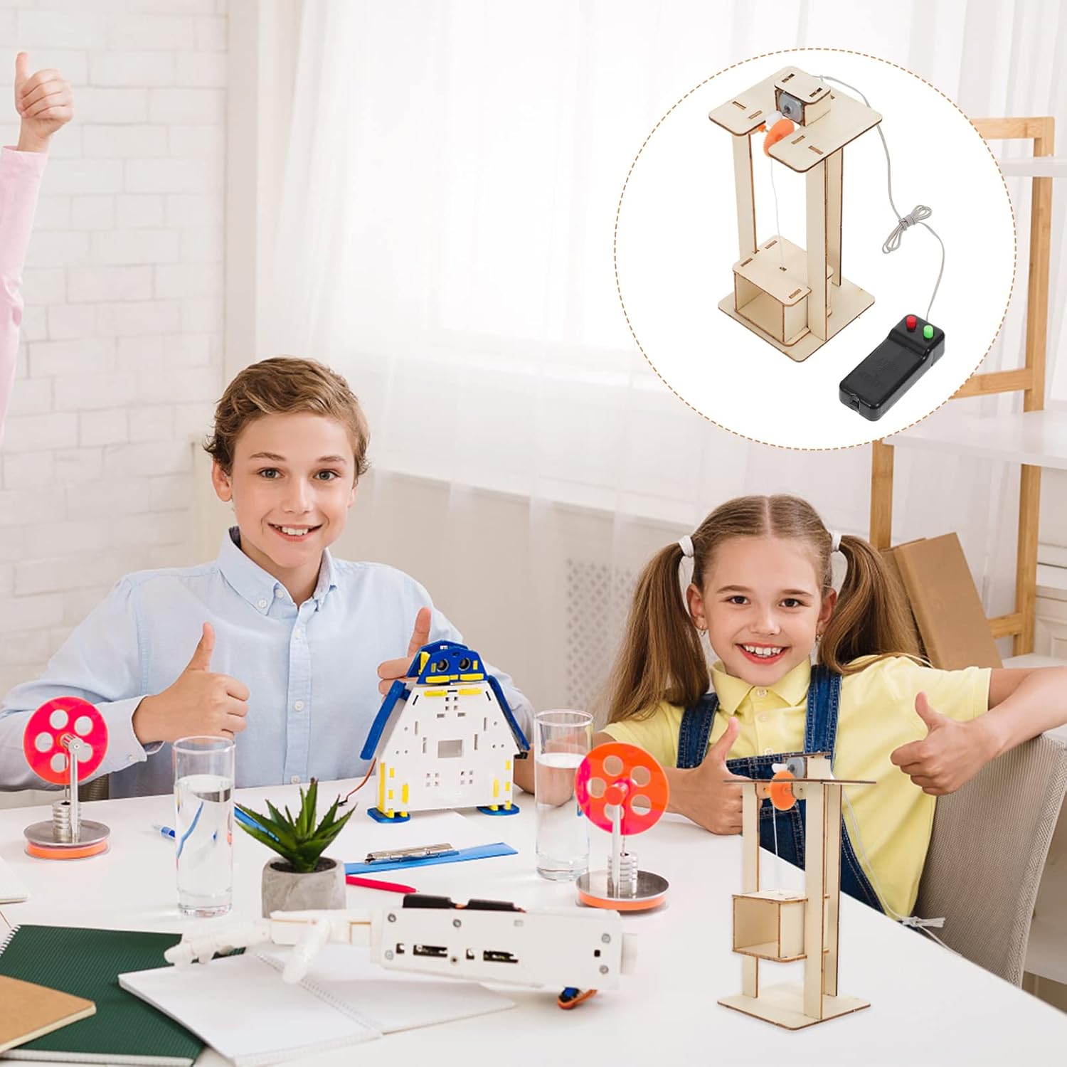 Elevador de madera para niños Juguete elevador Conjunto de elevador DIY Ascensores Modelo de Ascensor Kit de fabricación de manualidades DIY Kit de