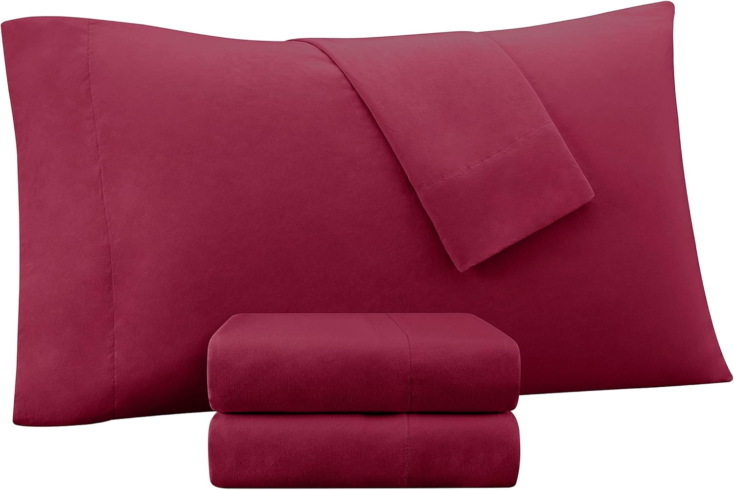 Serta Juego de sábanas de enfriamiento supersuave de 4 piezas con fundas de almohada para todas las estaciones, Queen, color rojo rumba