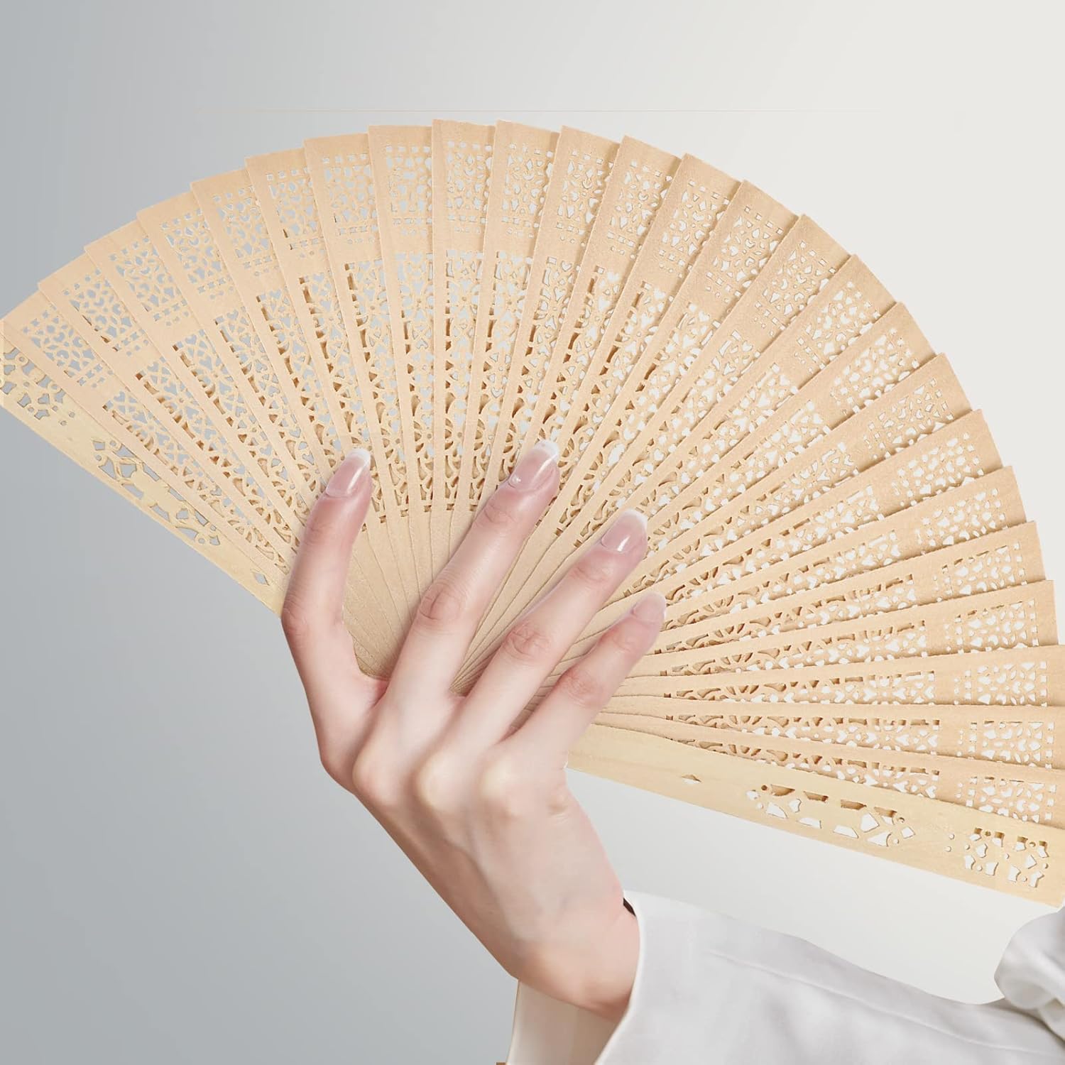 Abanicos plegables de madera, 4 ventiladores de mano de madera clásica, abanicos de mano de madera tallada hueca con borla para cosplay, baile,