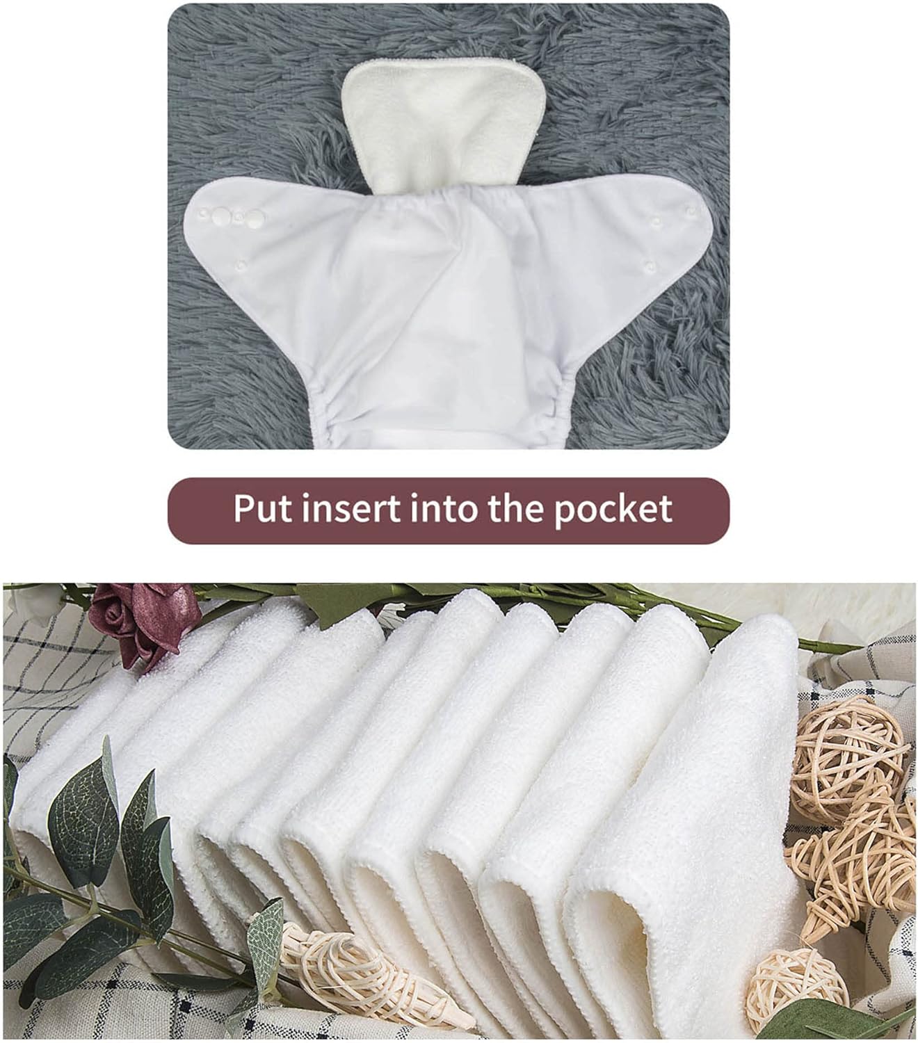 ALVABABY pañales de tela para bebés, tamaño único y ajustable, pañales lavables y reutilizables para niños y niñas, 6unidades con 12rellenos
