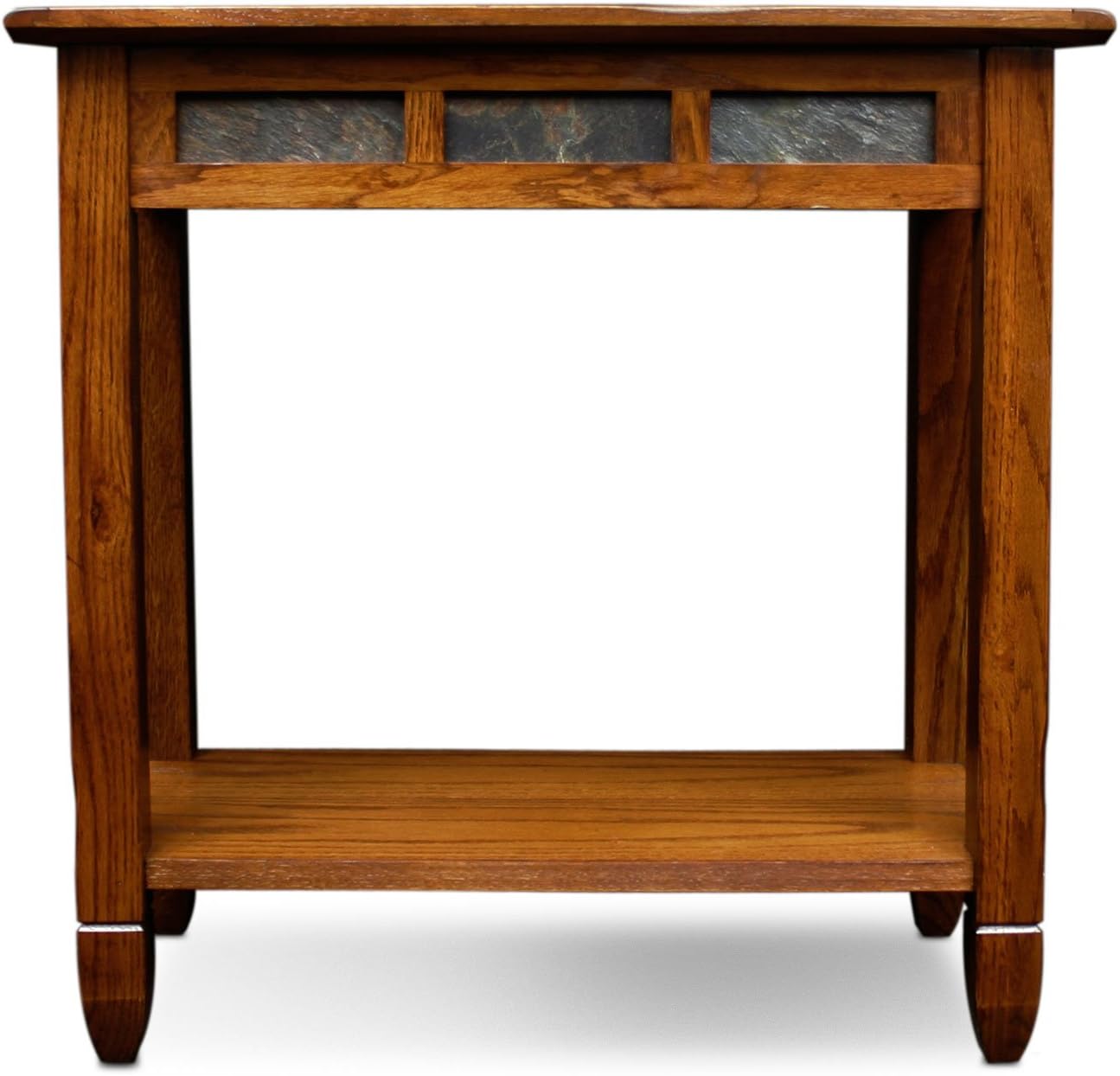 Leick Home 10060 Mesa auxiliar rústica con azulejos de pizarra y estante, roble rústico