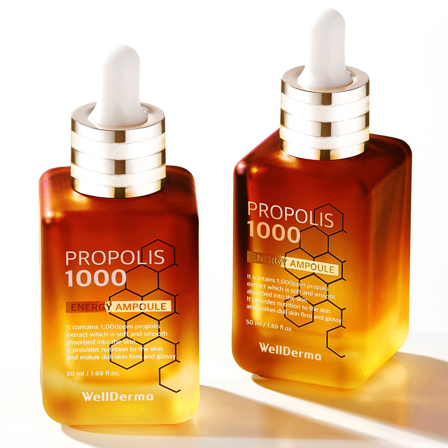 WellDerma Ampolla facial de propóleo para piel seca y piel sensible hidratante para el cuidado de la piel de la cara, esencia coreana para belleza