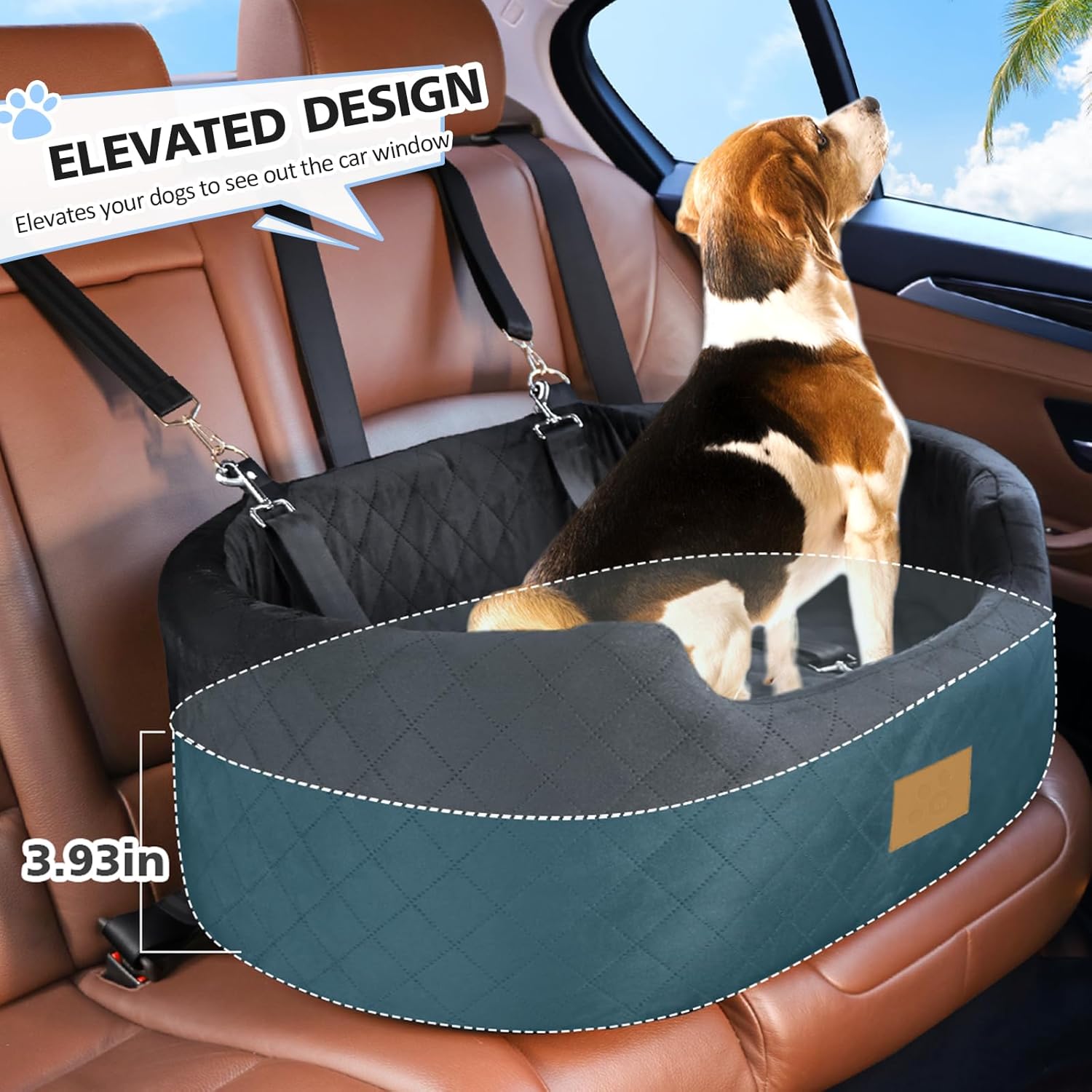 Asiento de automóvil para perros grandesmedianos, asiento de automóvil para mascotas para perros de menos de 55 libras o 2 perros pequeños, asiento