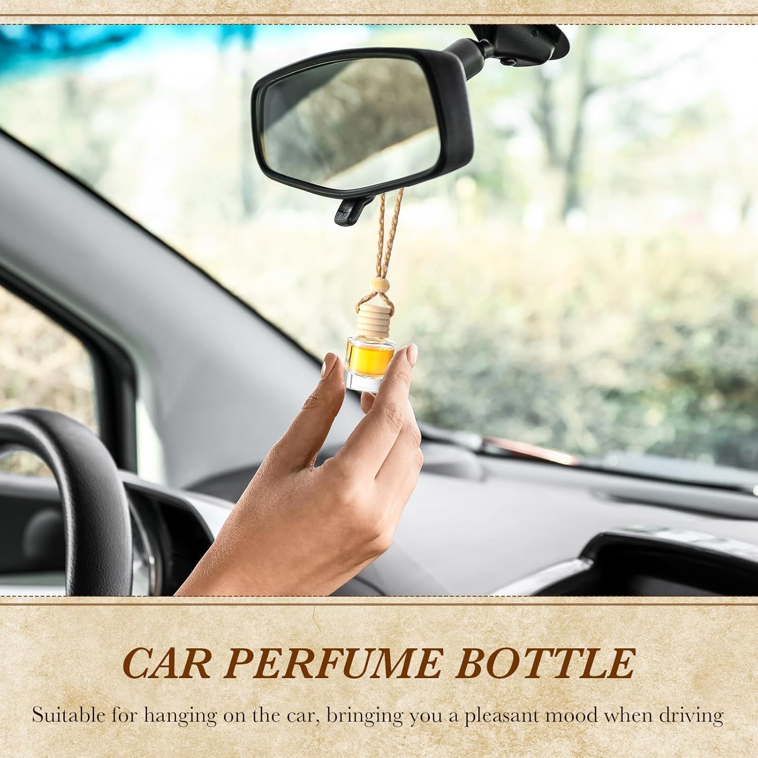 BBTO 200 botellas difusoras colgantes para automóvil, botellas de perfume de vidrio transparente vacías a granel, ambientador, colgante para aceites