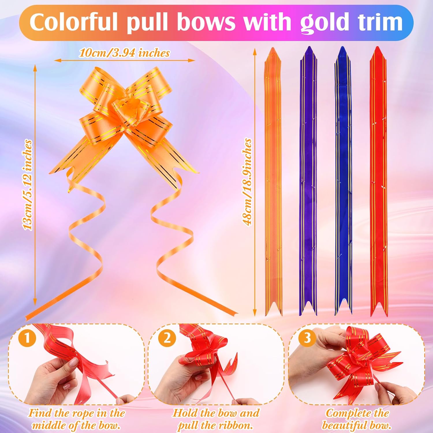 Tenceur Juego de 49 envolturas de celofán transparente de color Pascua, 4 rollos de 15.8 pulgadas x 98.4 pies, 40 lazos coloridos, 4 rollos de