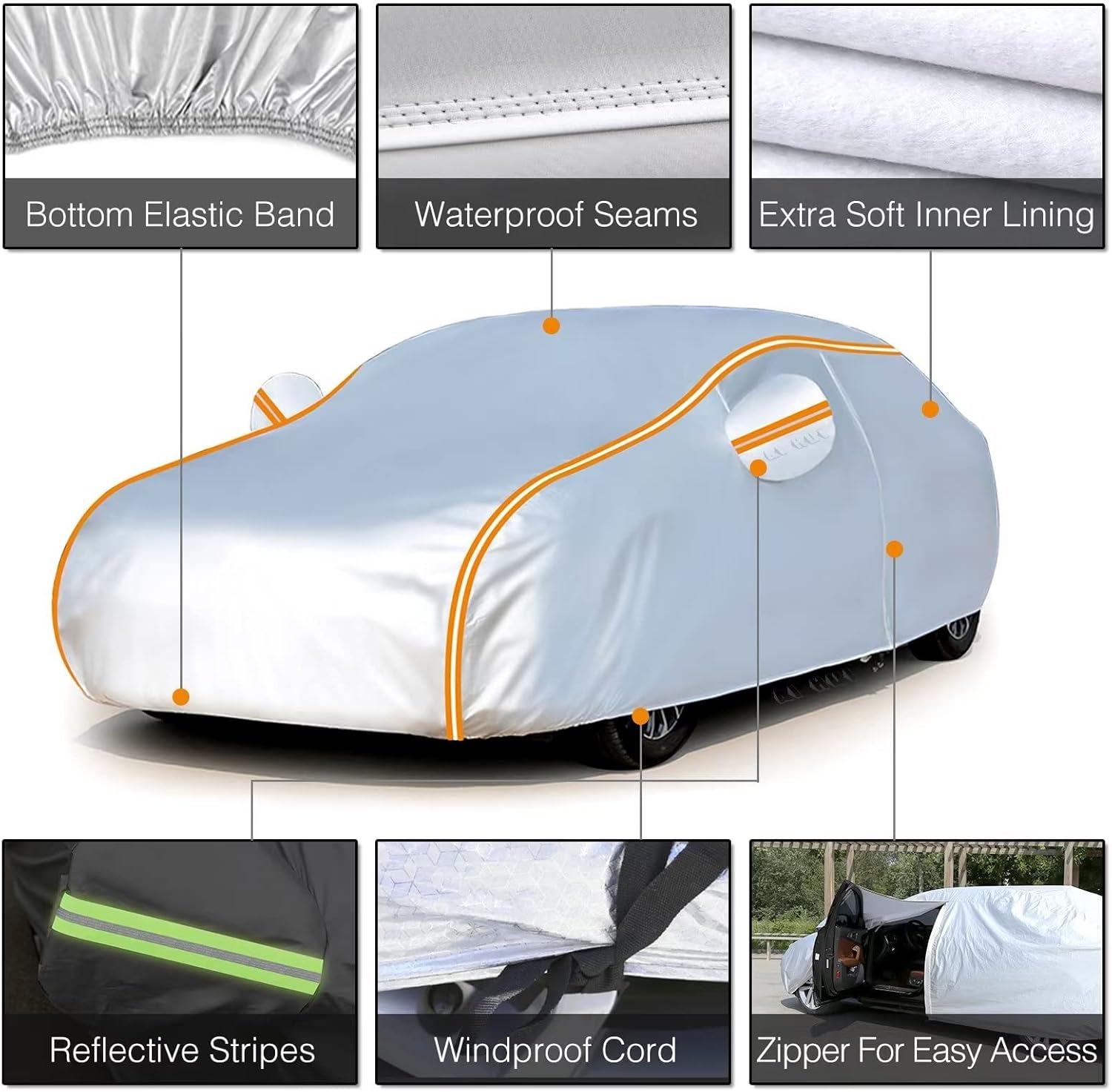 AI HUI – Funda para automóvil compatible con Peugeot 5008 (2016-2022), impermeable, para todo tipo de clima, 6 capas, cubierta completa para
