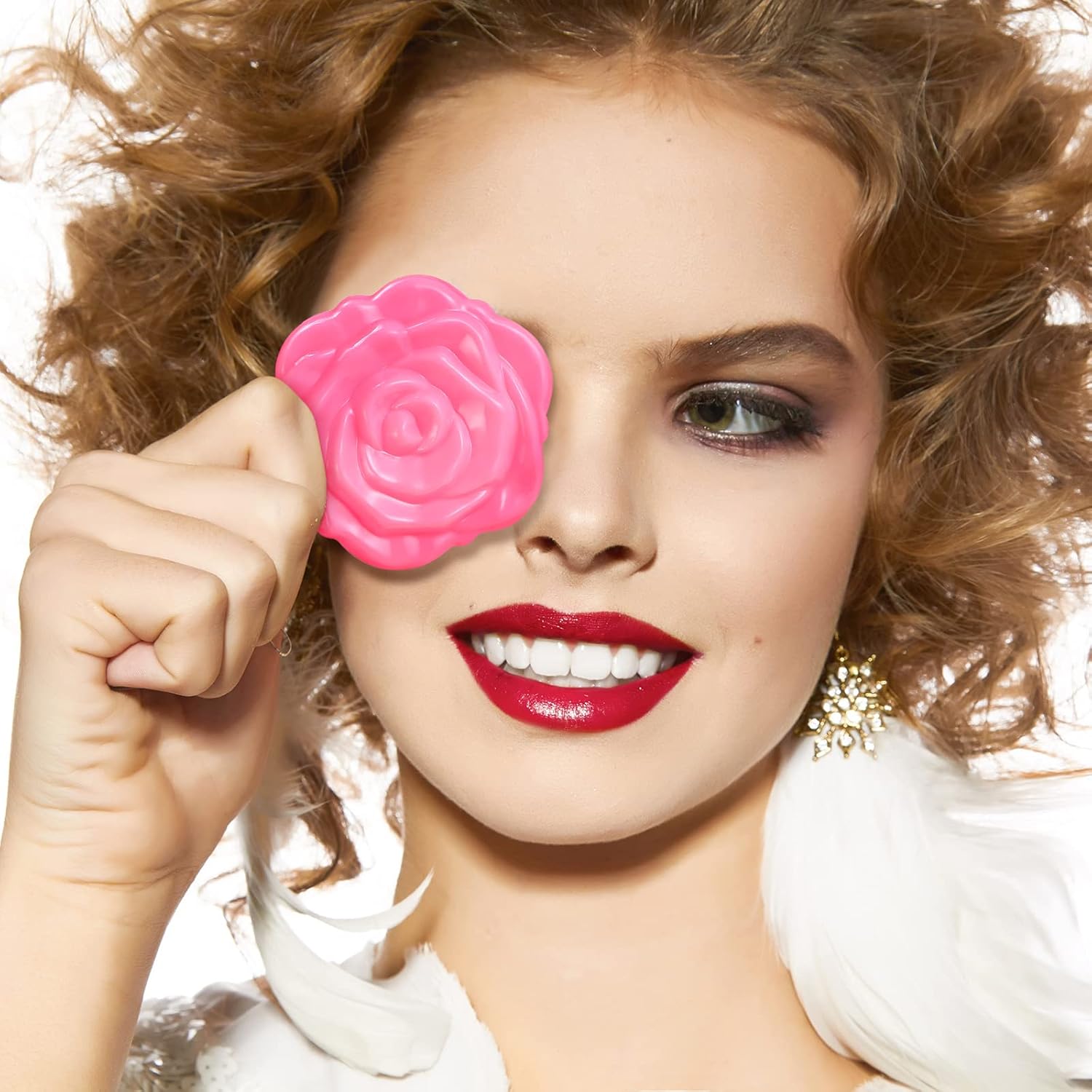Yulejo Paquete de 20 espejos compactos color rosa, espejo de plástico, mini espejo de maquillaje de viaje, espejos plegables portátiles en forma de