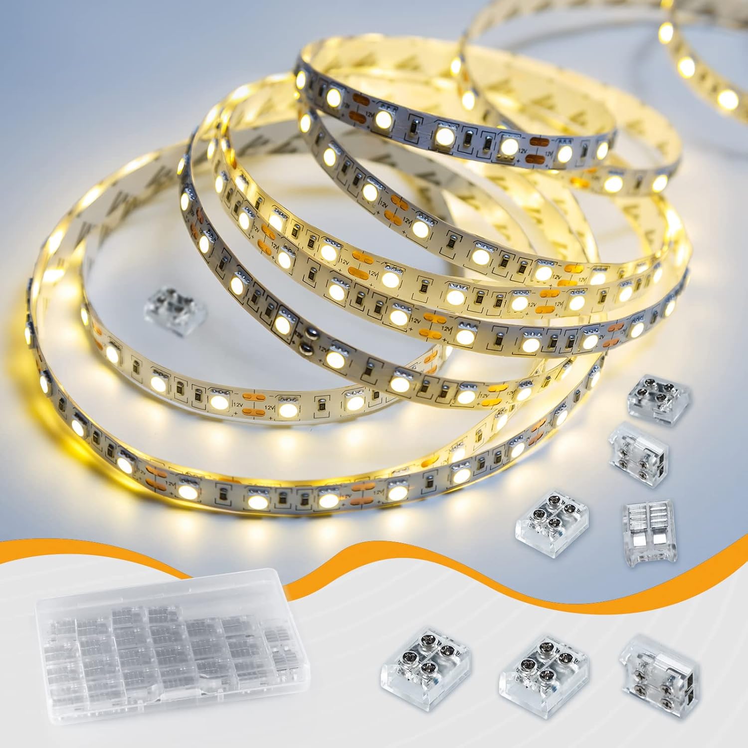Conector de cinta LED de 2 pines de 0.394 in sin soldadura, conector de tira LED de rosca a cable, conector de bloque de terminales para 5 V, 12 V,