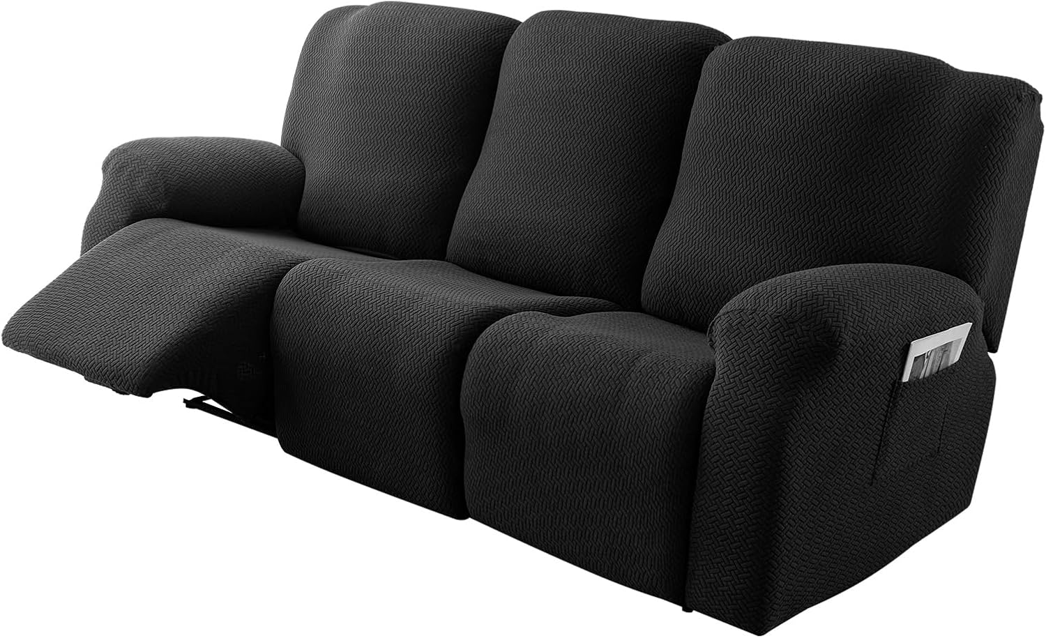 Genina Funda reclinable elástica para sofá reclinable, funda de sofá para sofá reclinable, protector de muebles de jacquard grueso, lavable (negro,