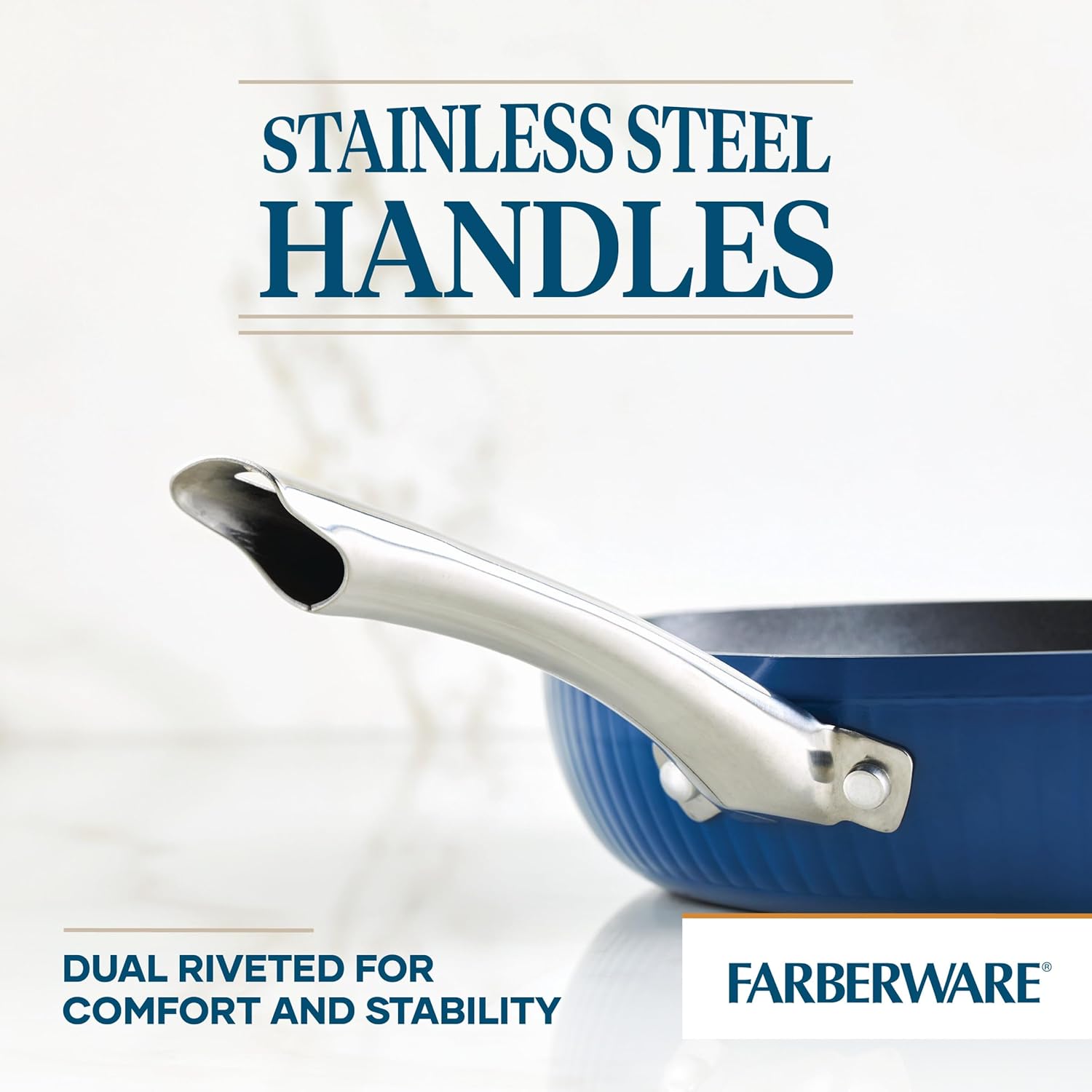 Farberware Style – Sartén antiadherente con boquillas de vertido, apta para lavavajillas, 11.25 pulgadas, color azul