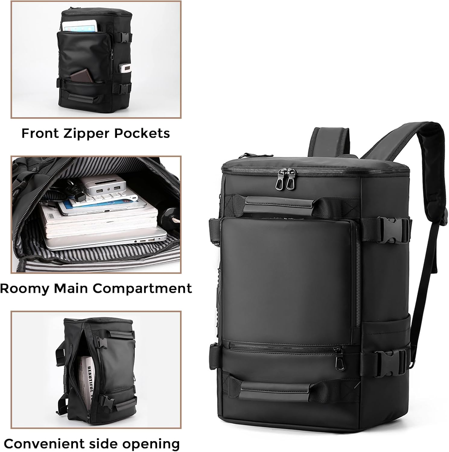 Mochila de viaje para hombre, mochila de viaje con correa para el hombro, resistente al agua, 15.6 pulgadas, para computadora portátil, aprobada