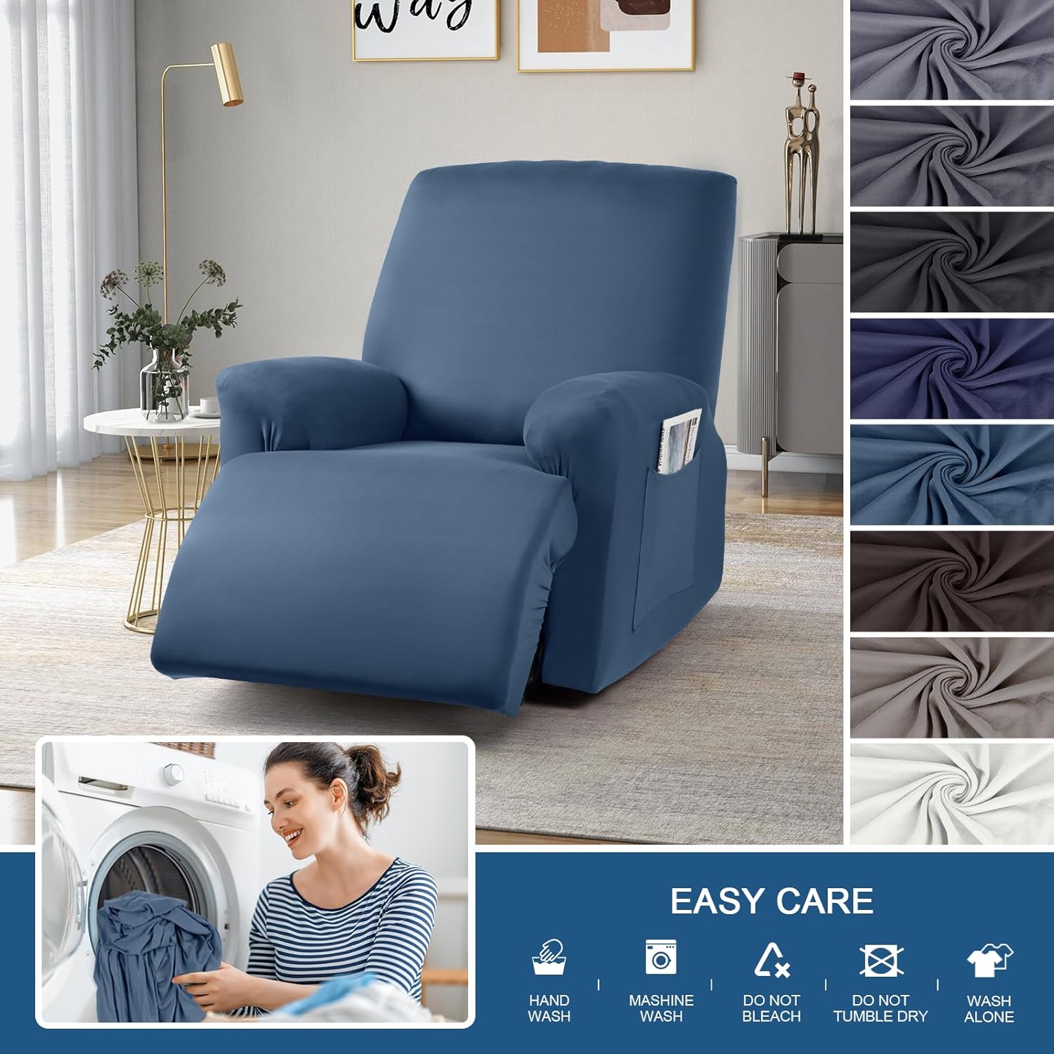 TAOCOCO Fundas para sillas reclinables, tela de poliéster elástico, 3 piezas para sillones reclinables grandes, suaves, transpirables y agradables