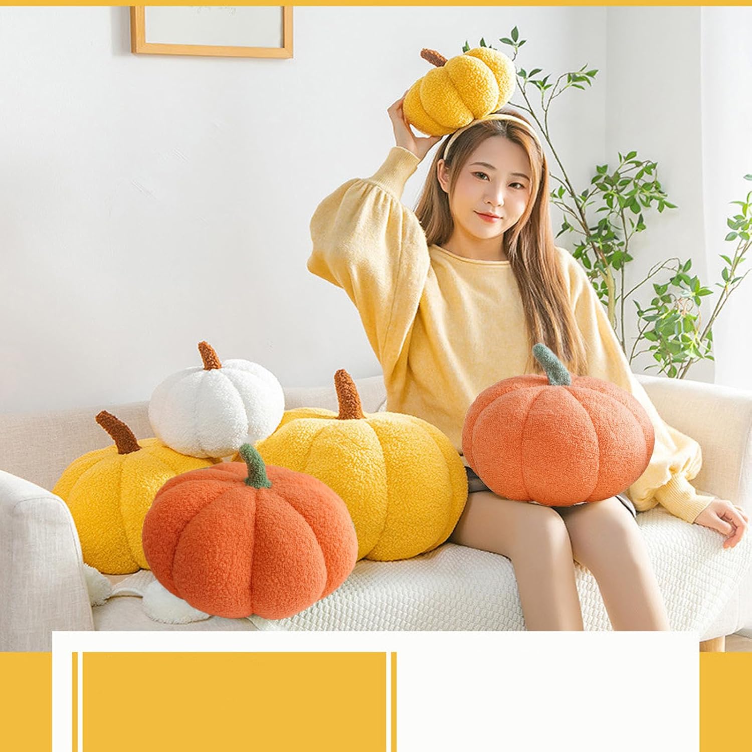 Juguete de peluche esponjoso de calabaza de Halloween, almohada de calabaza, almohada decorativa en forma 3D de Acción de Gracias, suave y linda,