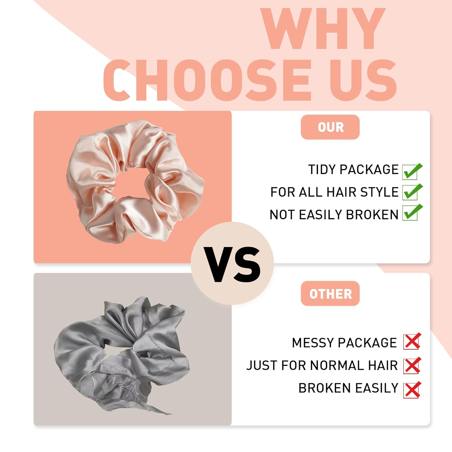 Cutebe Paquete de 8 bandas elásticas de seda para mujer, bandas elásticas de satén suave para el cabello, bandas elásticas para el cabello, bandas