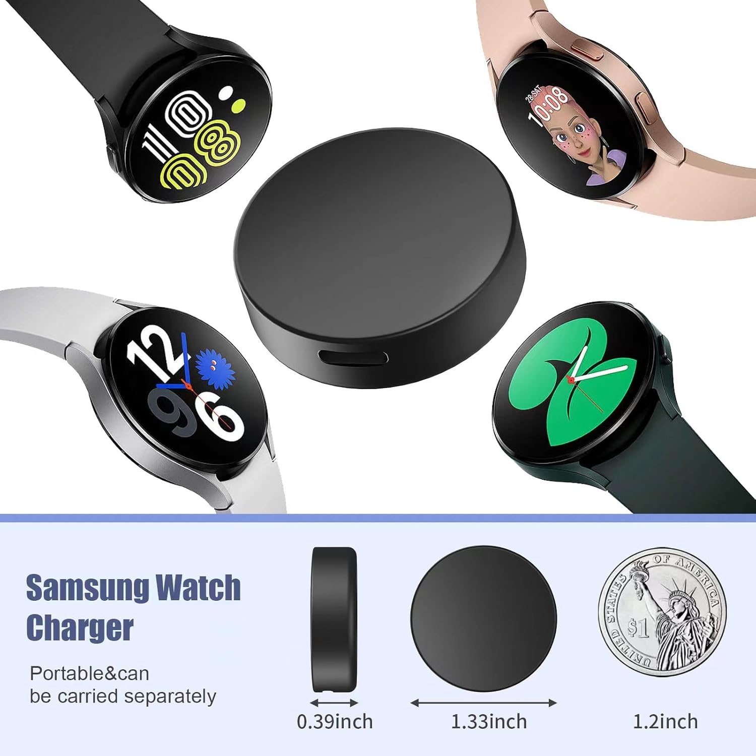 Cargador de reloj Galaxy (dividido) C cable de carga rápida, cargador súper rápido de 25 W compatible con Galaxy Watch 66 Classic5 Pro544 Classic y