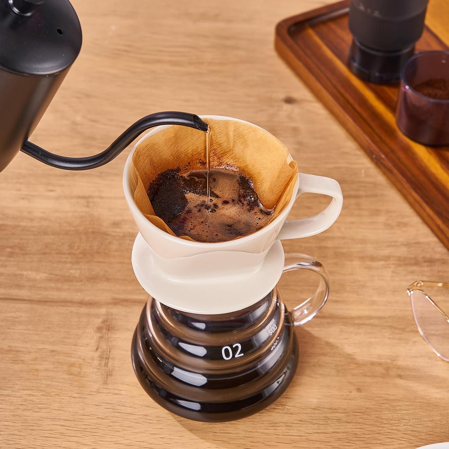 YOLIFE Gotero de café, cafetera de cerámica para verter sobre cono, filtro de infusión lenta de porcelana para viajes, camping, cafetería,