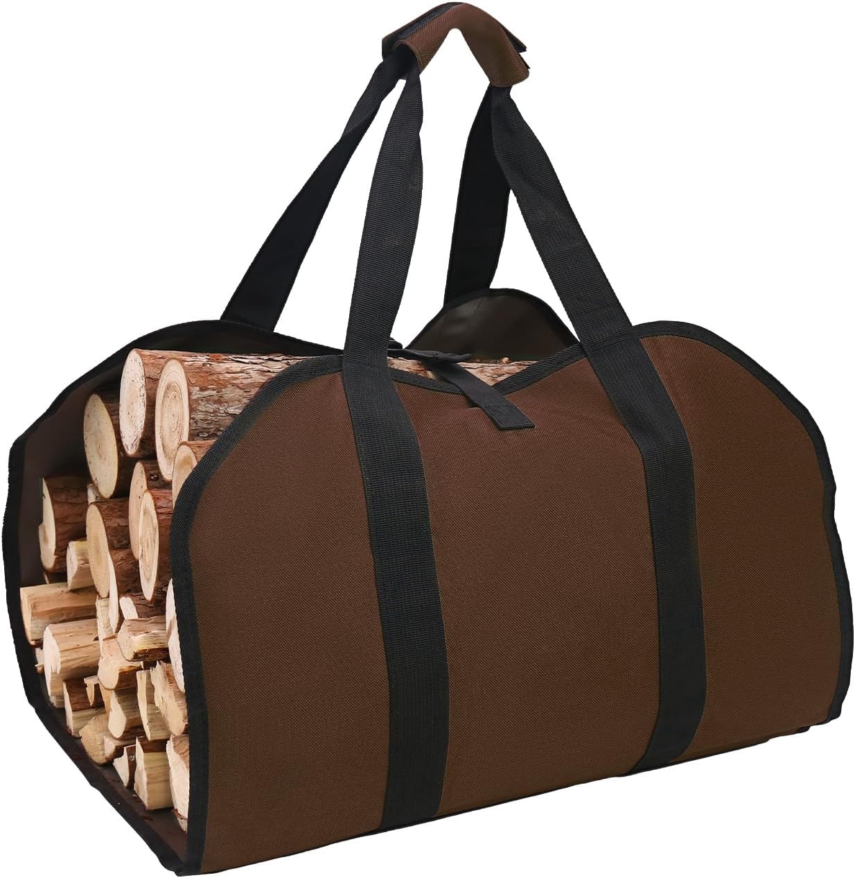 Hongmai Portador de leña con asas, bolsa de lona para leña con asas, soporte para leña para chimenea, bolsa transportadora de leña para interiores,