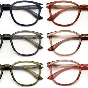 V.W.E. 6 pares de anteojos de lectura redondos y ligeros, translúcidos, transparentes, con bisagra de resorte, ovalados 7019 V.W.E. 6 pares de anteojos de lectura redondos y ligeros, translúcidos, transparentes, con bisagra de resorte, ovalados 7019