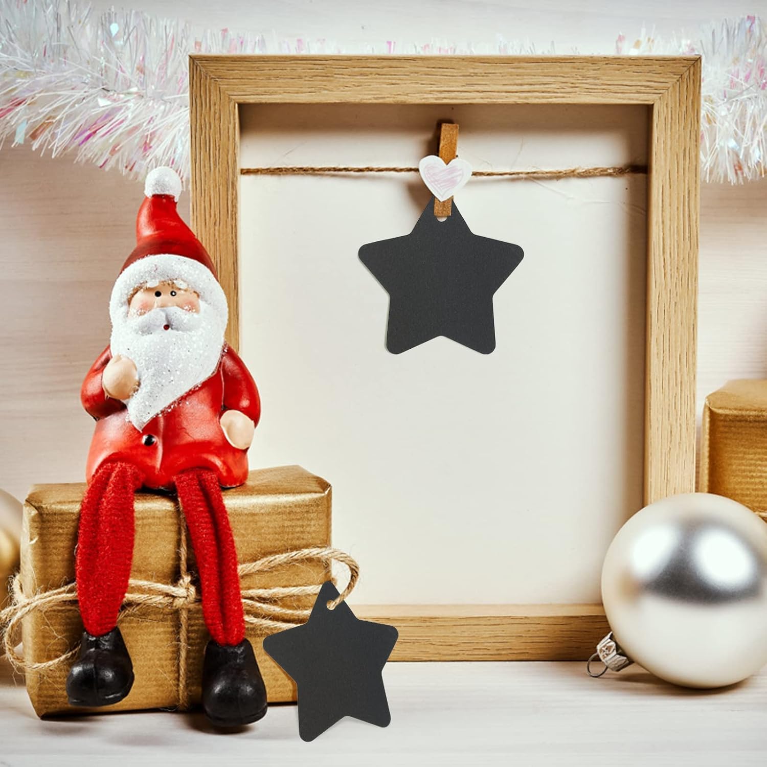 G2PLUS Etiquetas de regalo de Navidad, etiquetas de regalo de estrellas, etiquetas en forma de estrella en blanco, 100 etiquetas de regalo de papel
