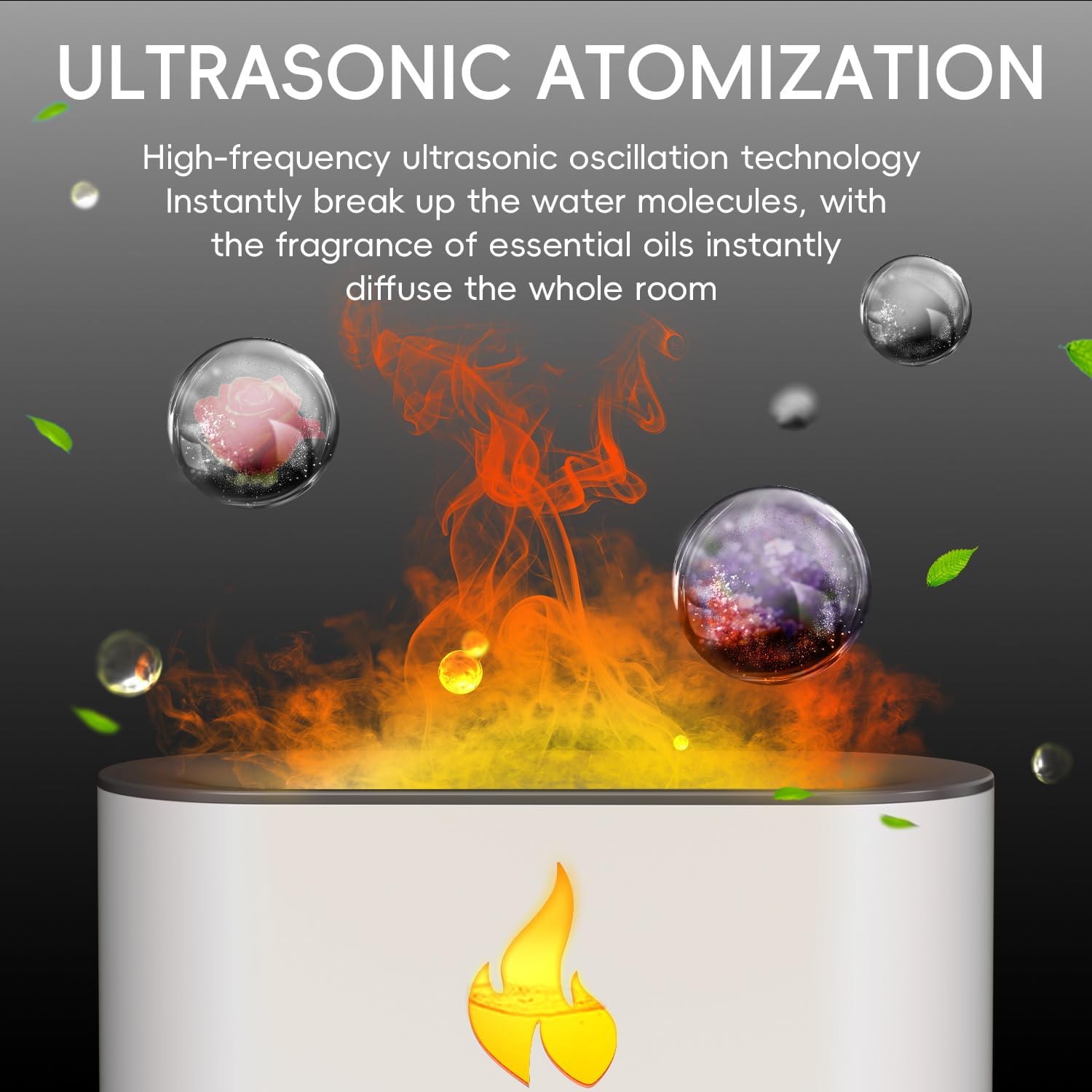 Difusor de llama para chimenea, difusor de aceite esencial de aromaterapia, difusor de lámpara de sal del Himalaya de 8.5 fl oz, humidificador
