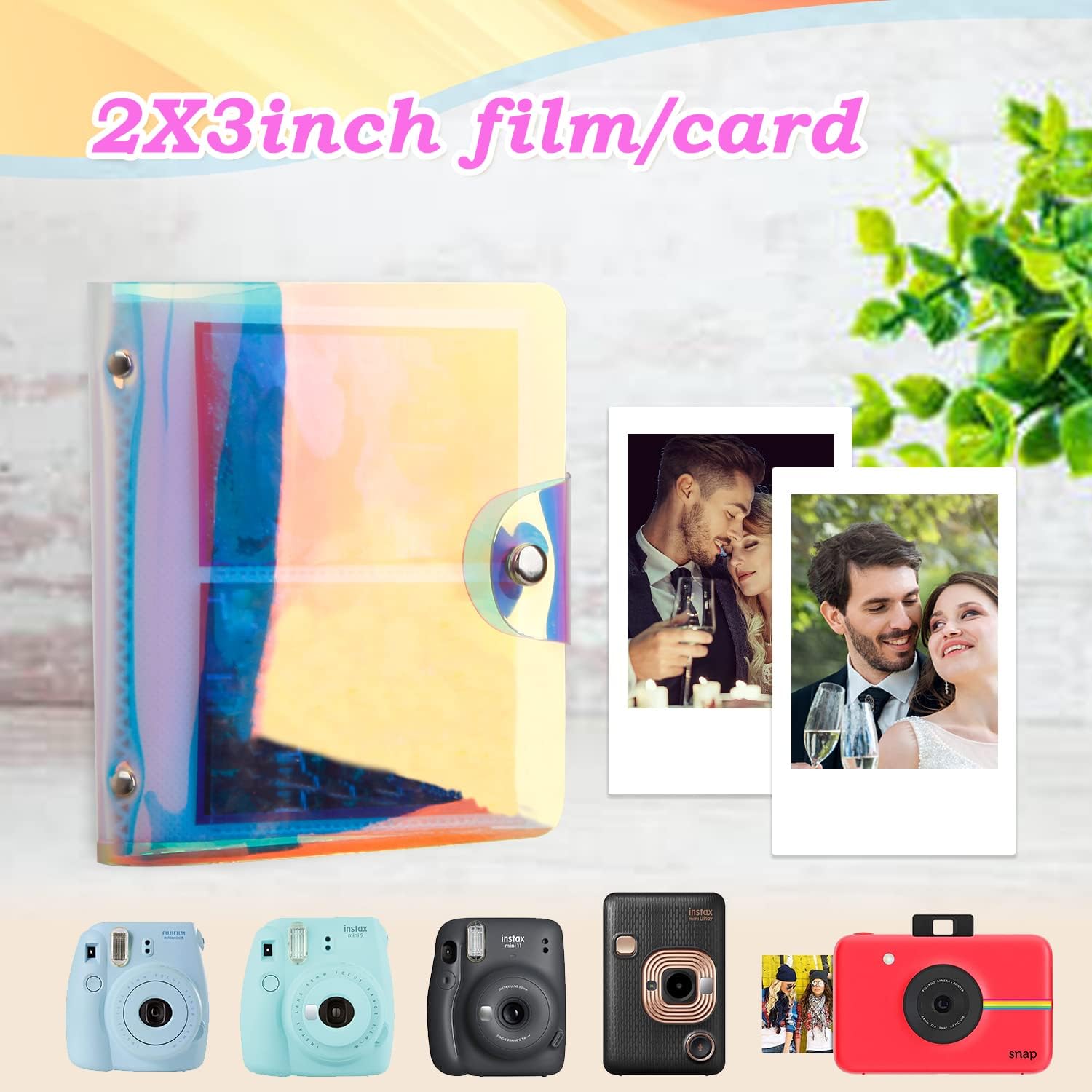 Paquete de 2 mini álbumes de fotos con una sola mano, 64 bolsillos, soporte portátil para tarjetas fotográficas Kpop para Fujifilm Instax