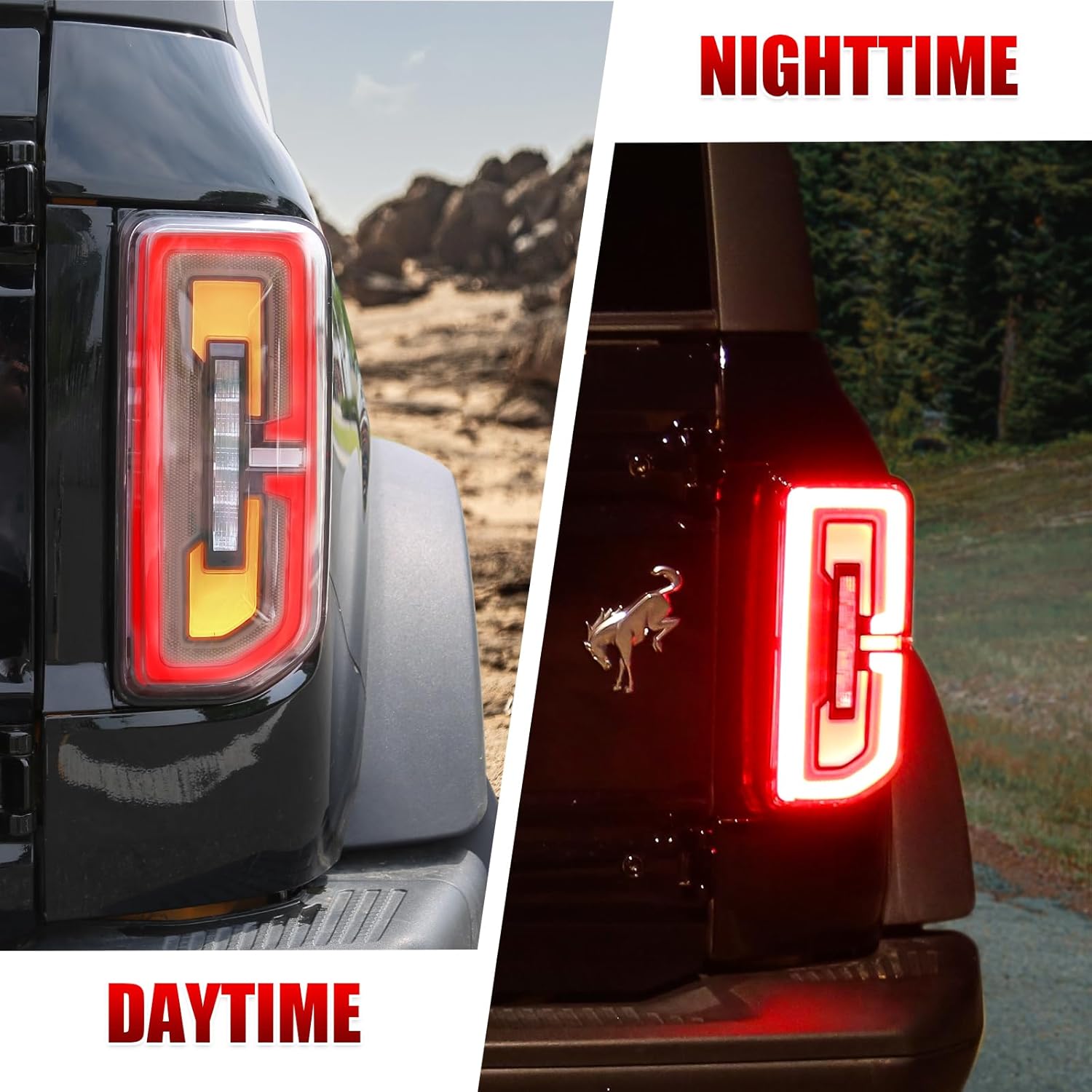 Mabett Luces traseras LED para Ford Bronco, luces de cola halógenasLED de 24 puertas 2021 2022 2023 2024, par de luces traseras mejoradas, lámparas